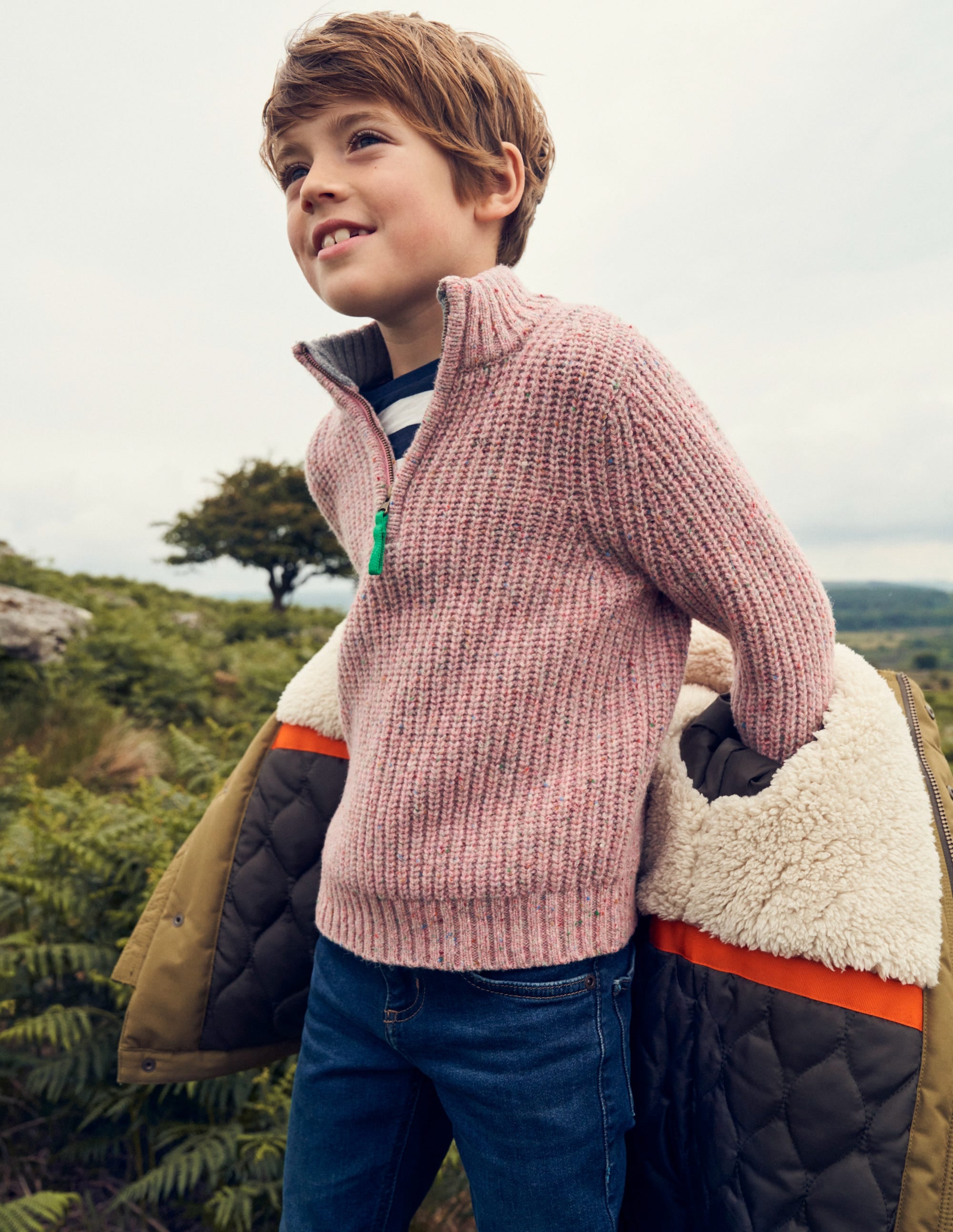 Half Zip Sweater-Pale Pink Neps - Image 5