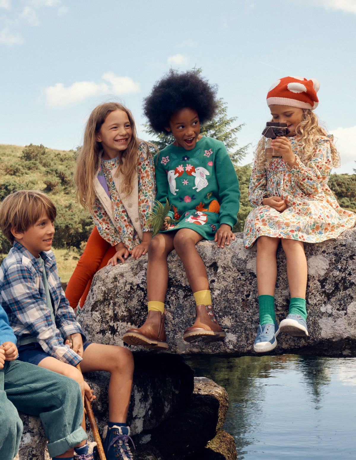 Cosy Appliqué Sweatshirt Dress-Deep Green Woodland - Image 4