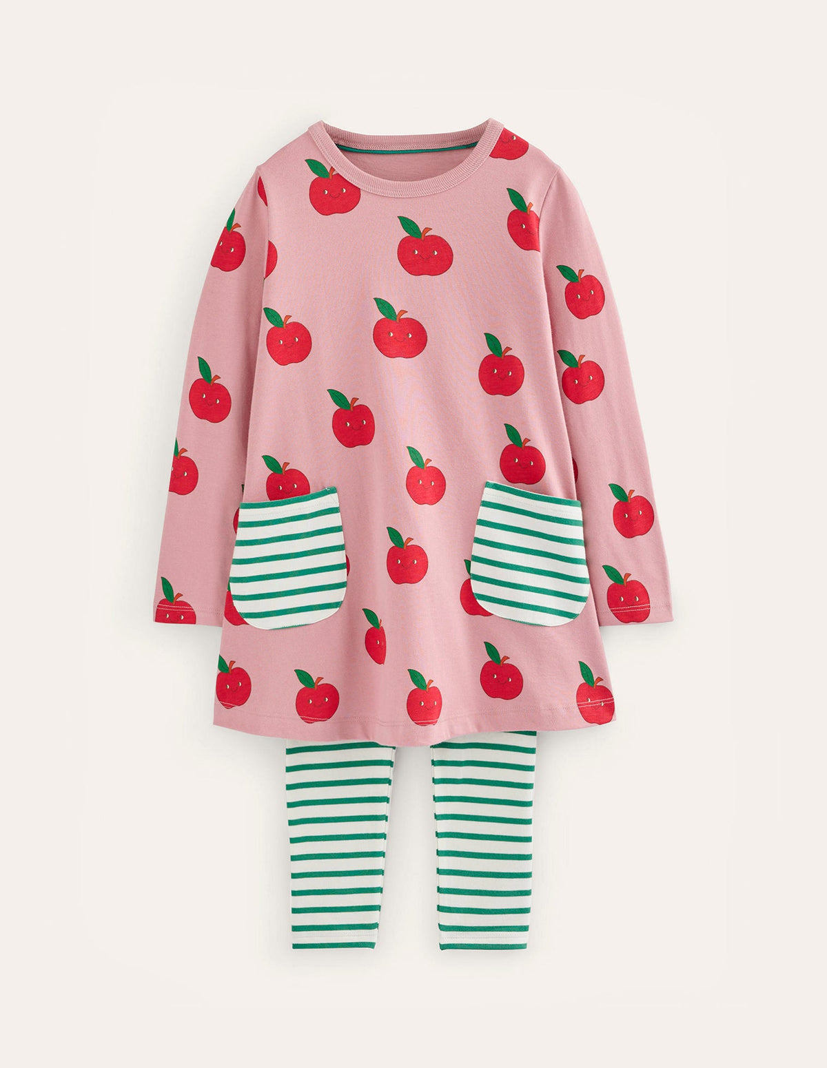 Tunic and Leggings Set-Almond Pink Apples - Image 1