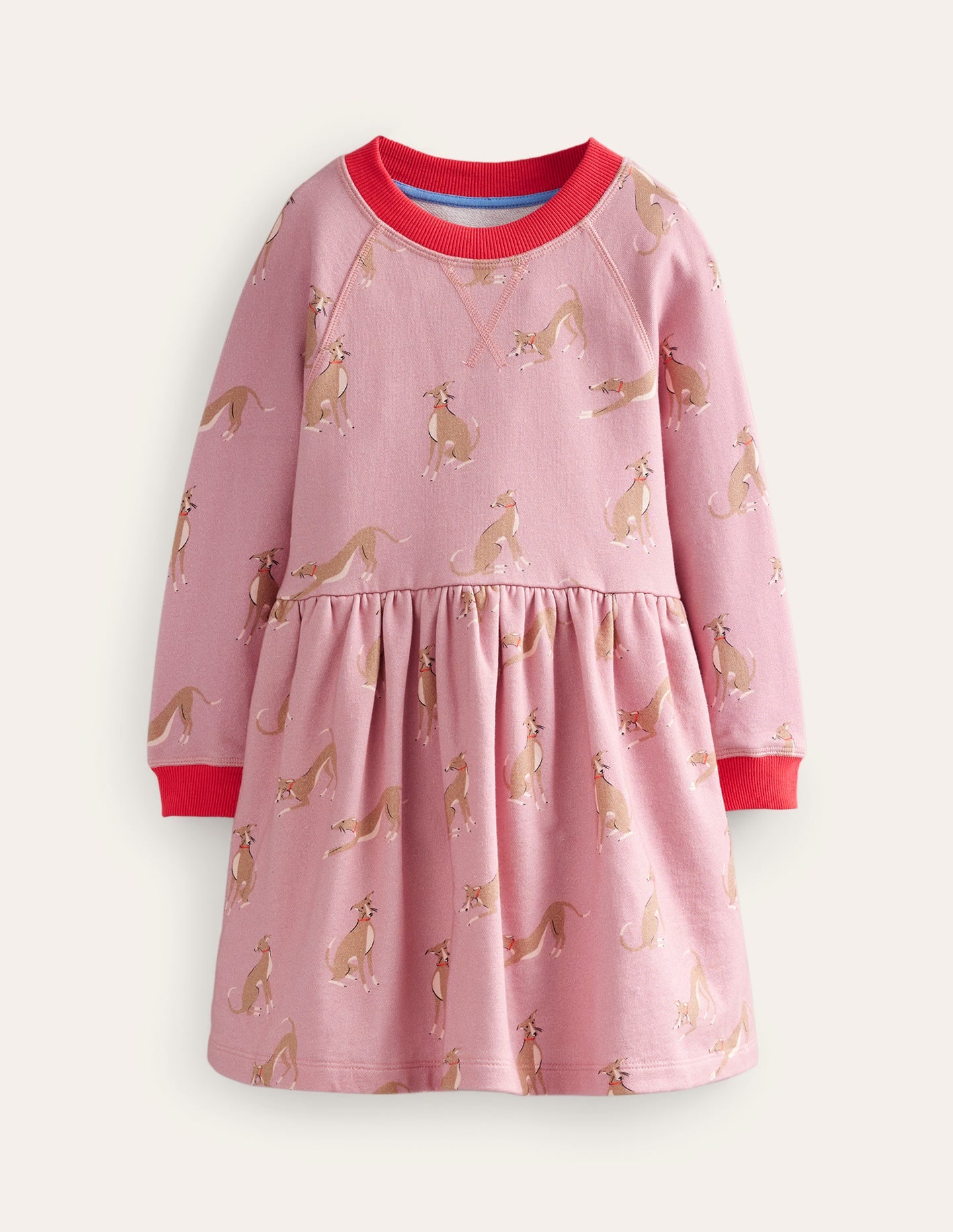 Printed Sweatshirt Dress-Vintage Pink Whippet - Image 1