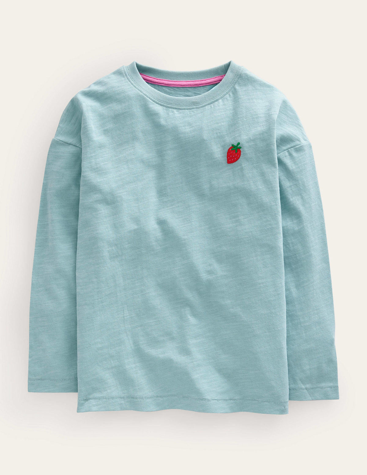 Embroidered Motif T-shirt-Ivory/Bluejay Stripe Toadstool-1