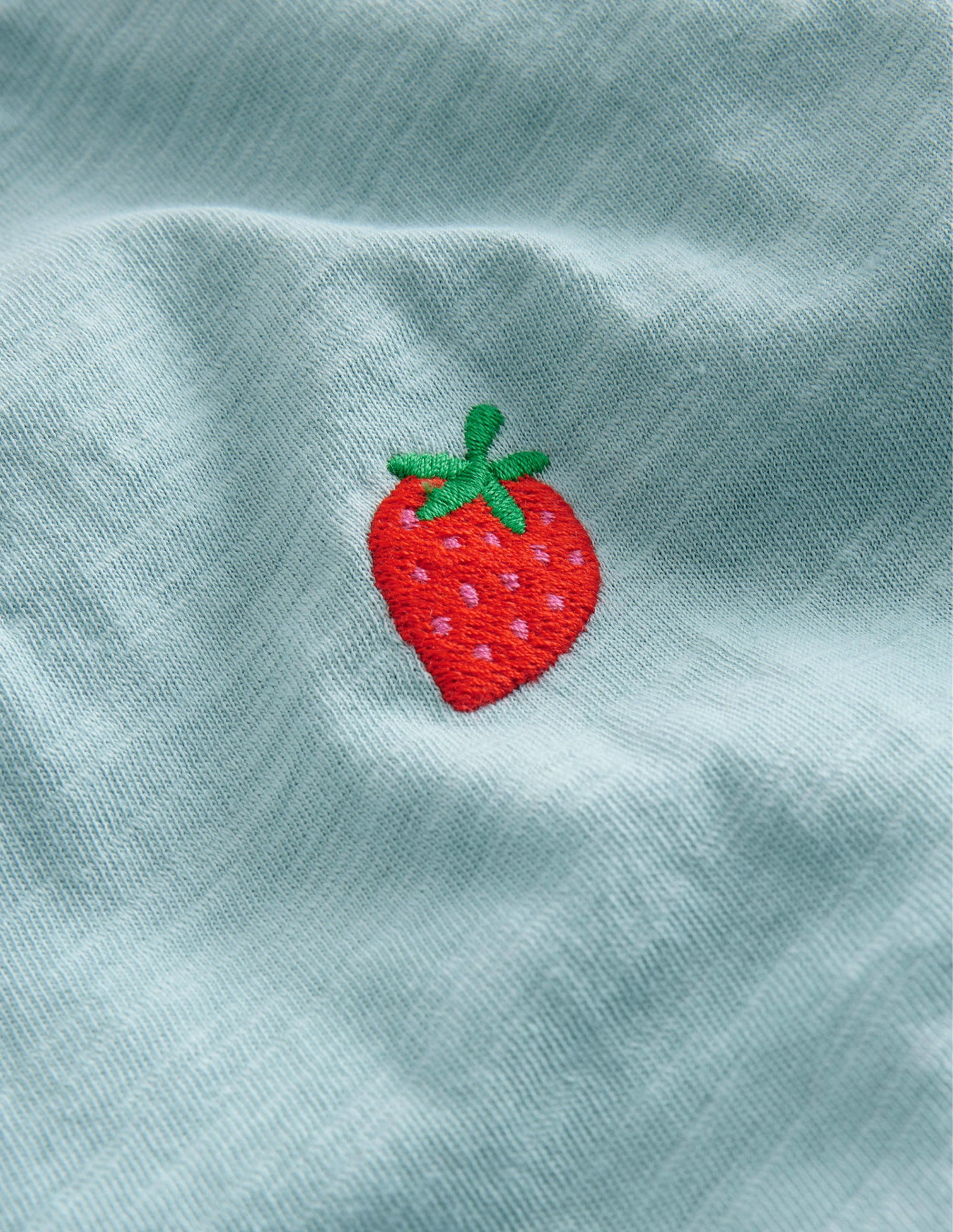 Embroidered Motif T-shirt-Ivory/Bluejay Stripe Toadstool - Image 3