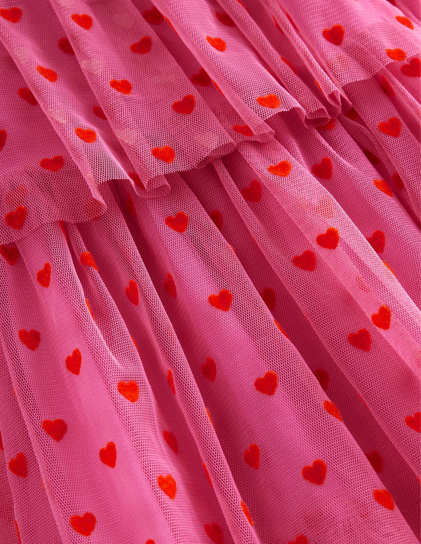 Tiered Tulle Dress-Strawberry Pink Hearts