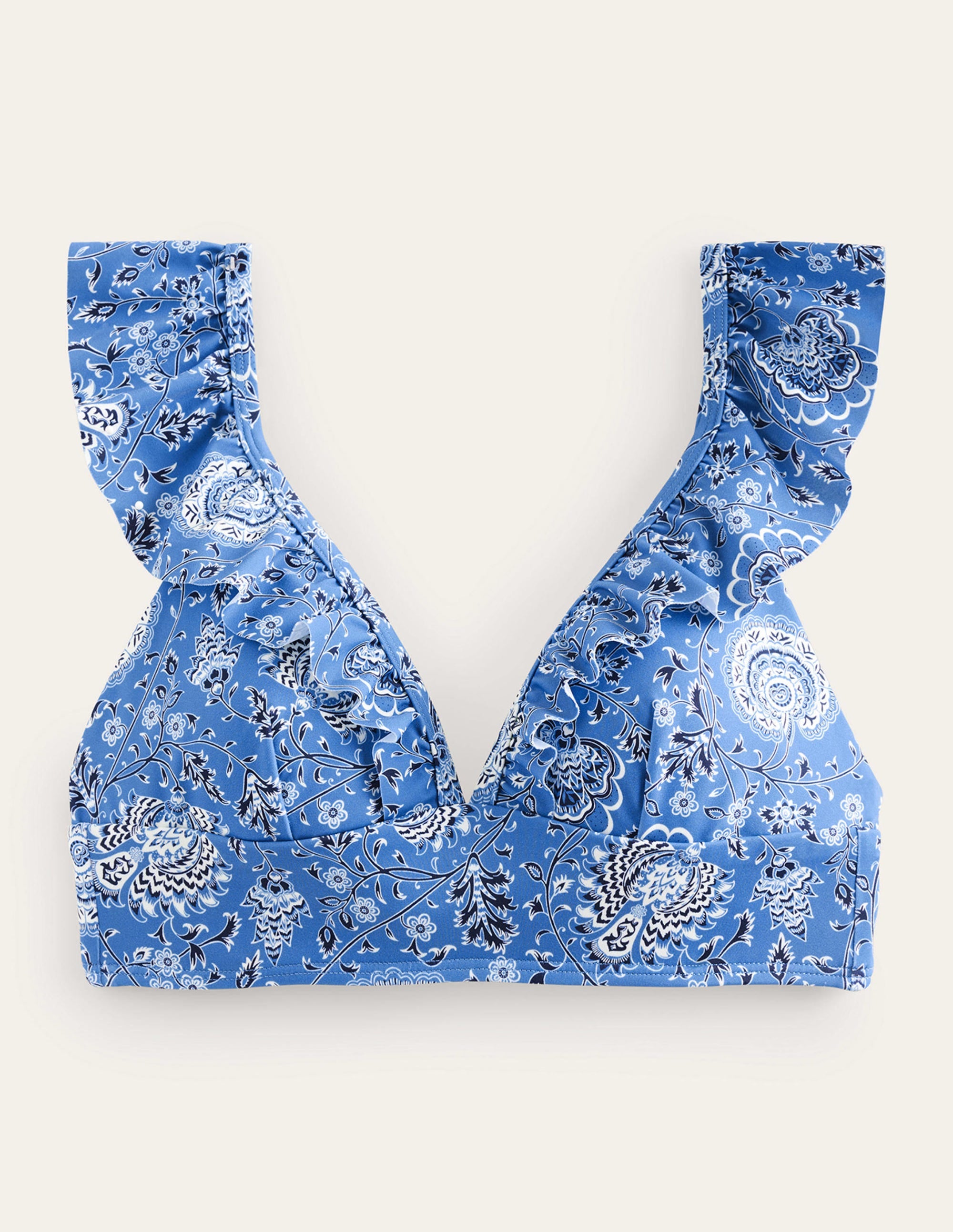 Palermo Ruffle Bikini Top-Azure, Gardenia Grove - Image 5