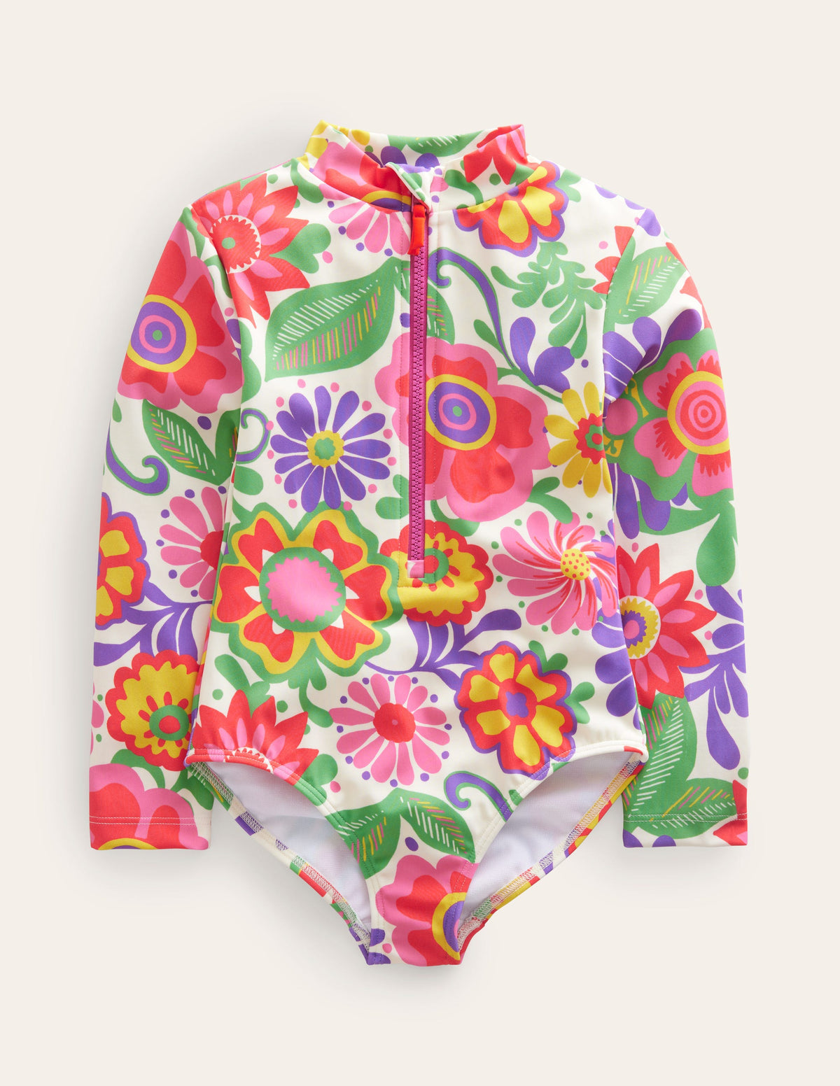 Long-sleeved Swimsuit-Multi Festival Flower - Image 1