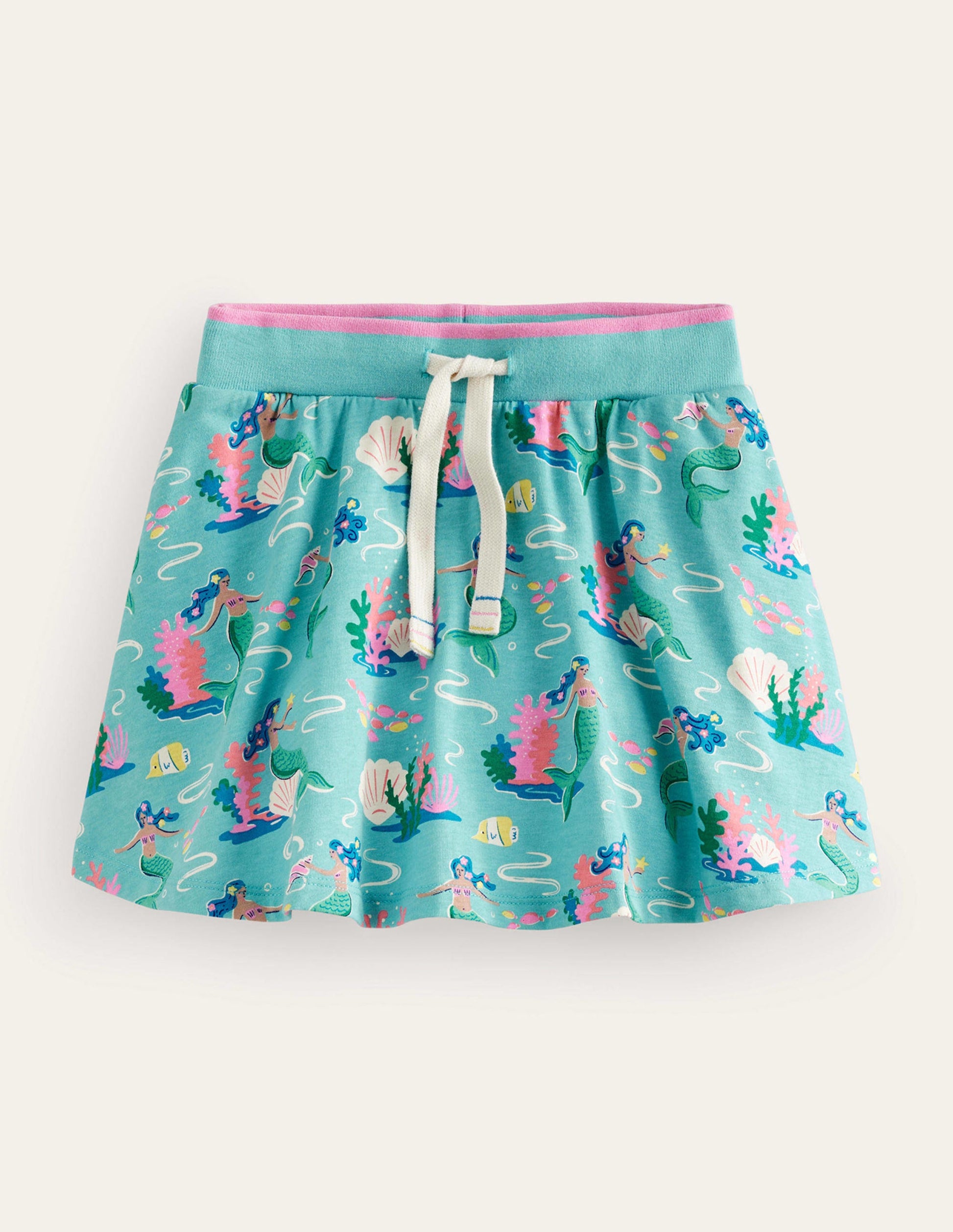 Printed Jersey Skort-Aqua Sea Blue Mermaids-1