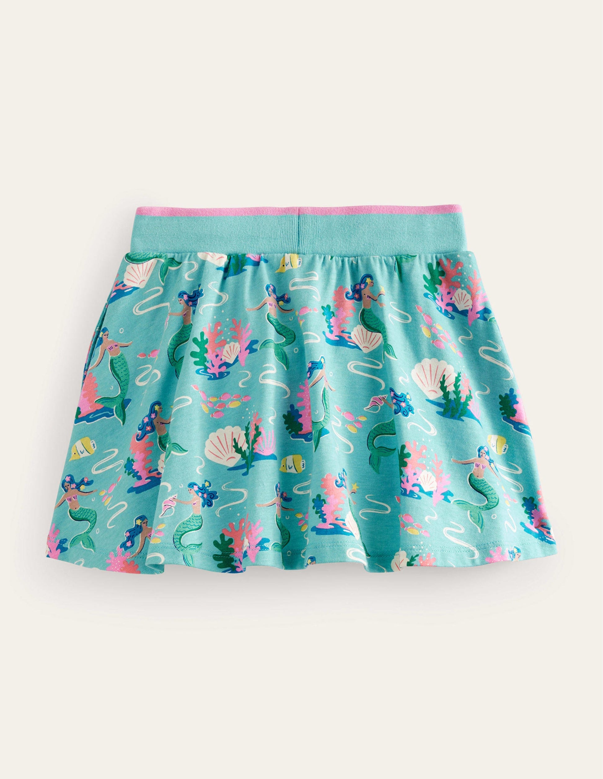 Printed Jersey Skort-Aqua Sea Blue Mermaids-2
