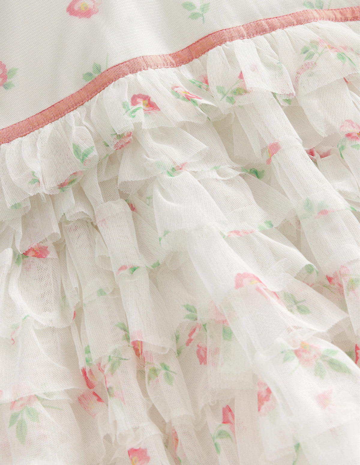 Ruffle Tulle Dip Hem Dress-Ivory Small Vintage Floral-3