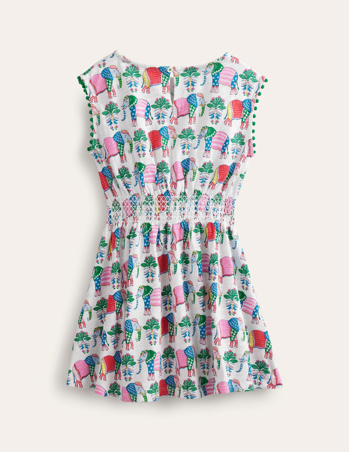 Vacation Printed Cotton Dress-Vanilla Pod Elephant Woodblock - Image 2