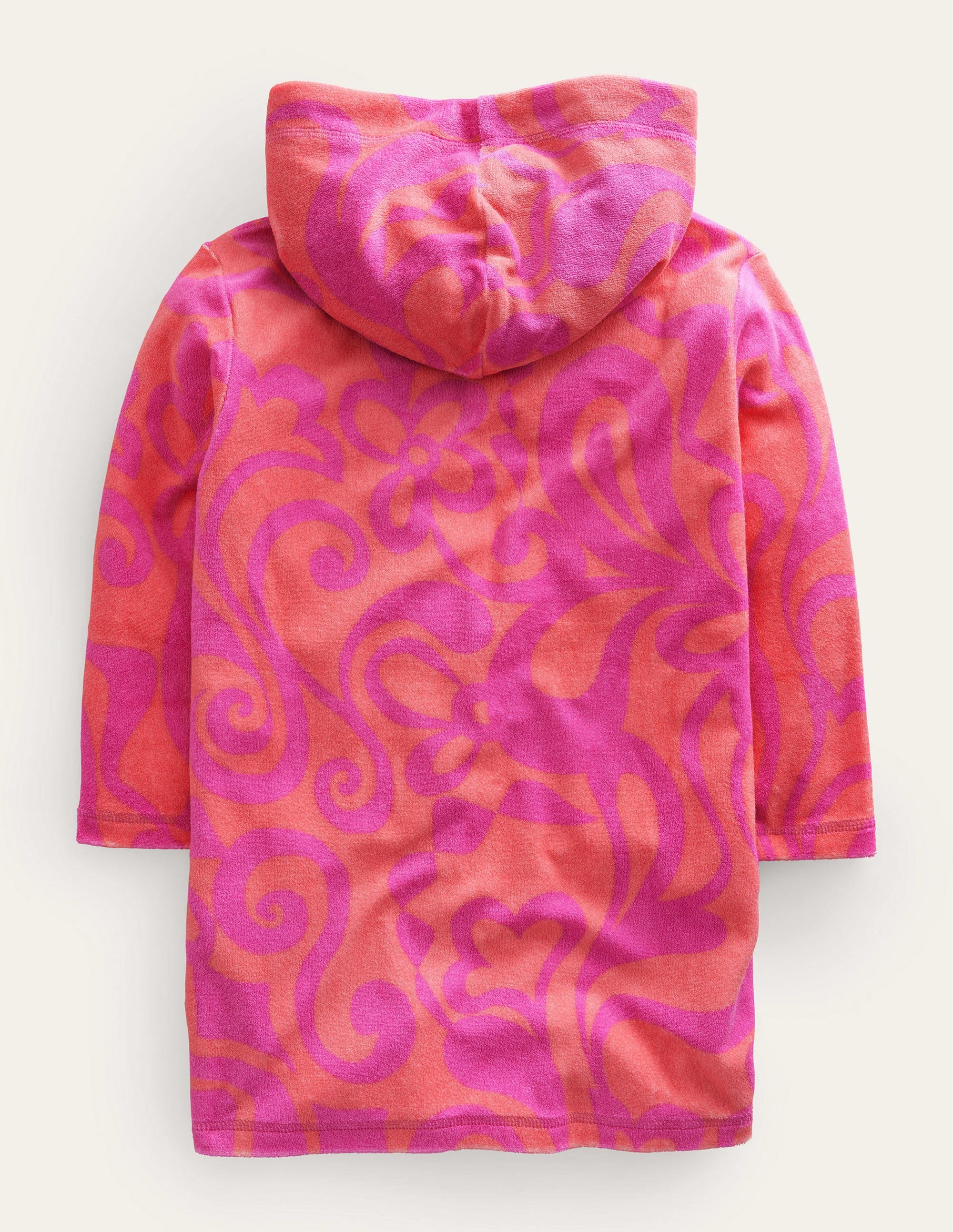 Pattern Towelling Beach Dress-Peach Punch Pink - Image 2