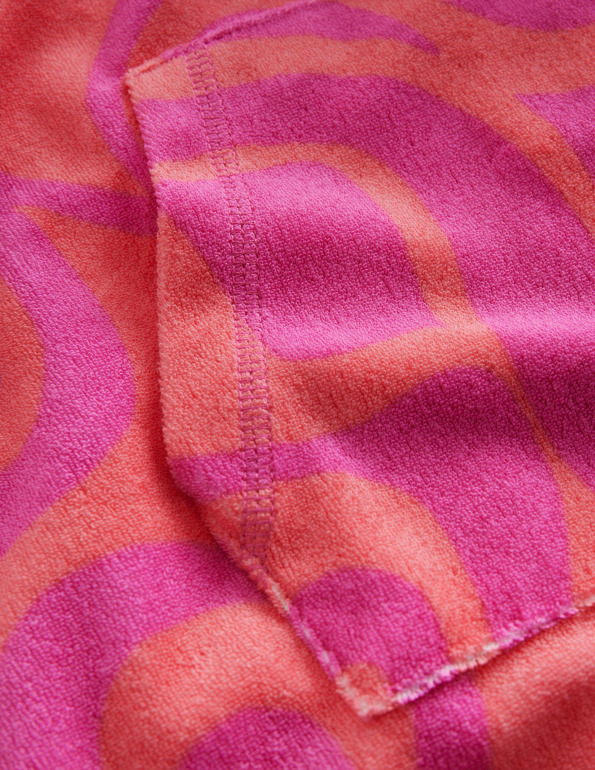 Pattern Towelling Beach Dress-Peach Punch Pink-3