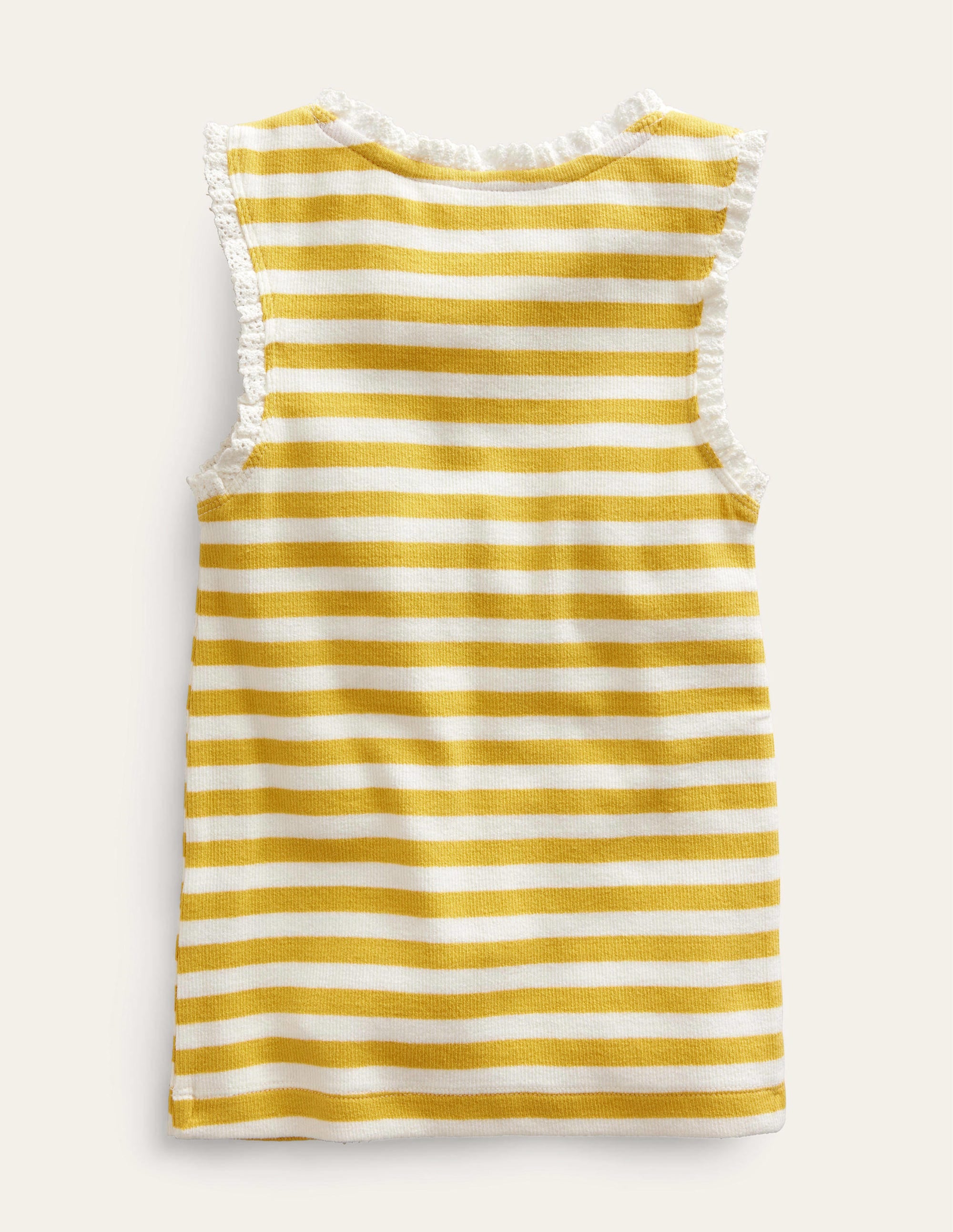 Ribbed Lace Trim Vest-Sweetcorn Yellow/Ivory - Image 2