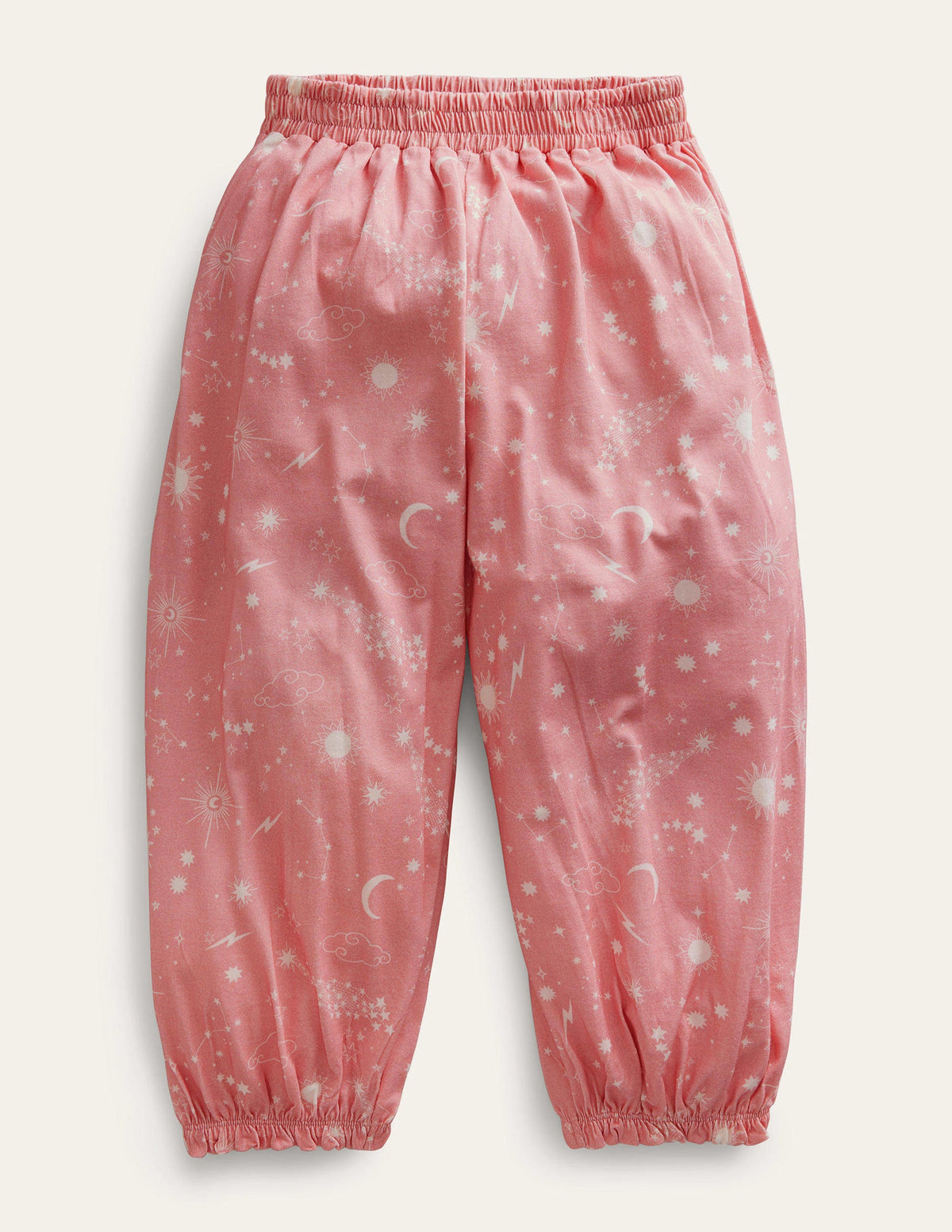 Jersey Harem Pants-Peach Punch Pink Stars - Image 1