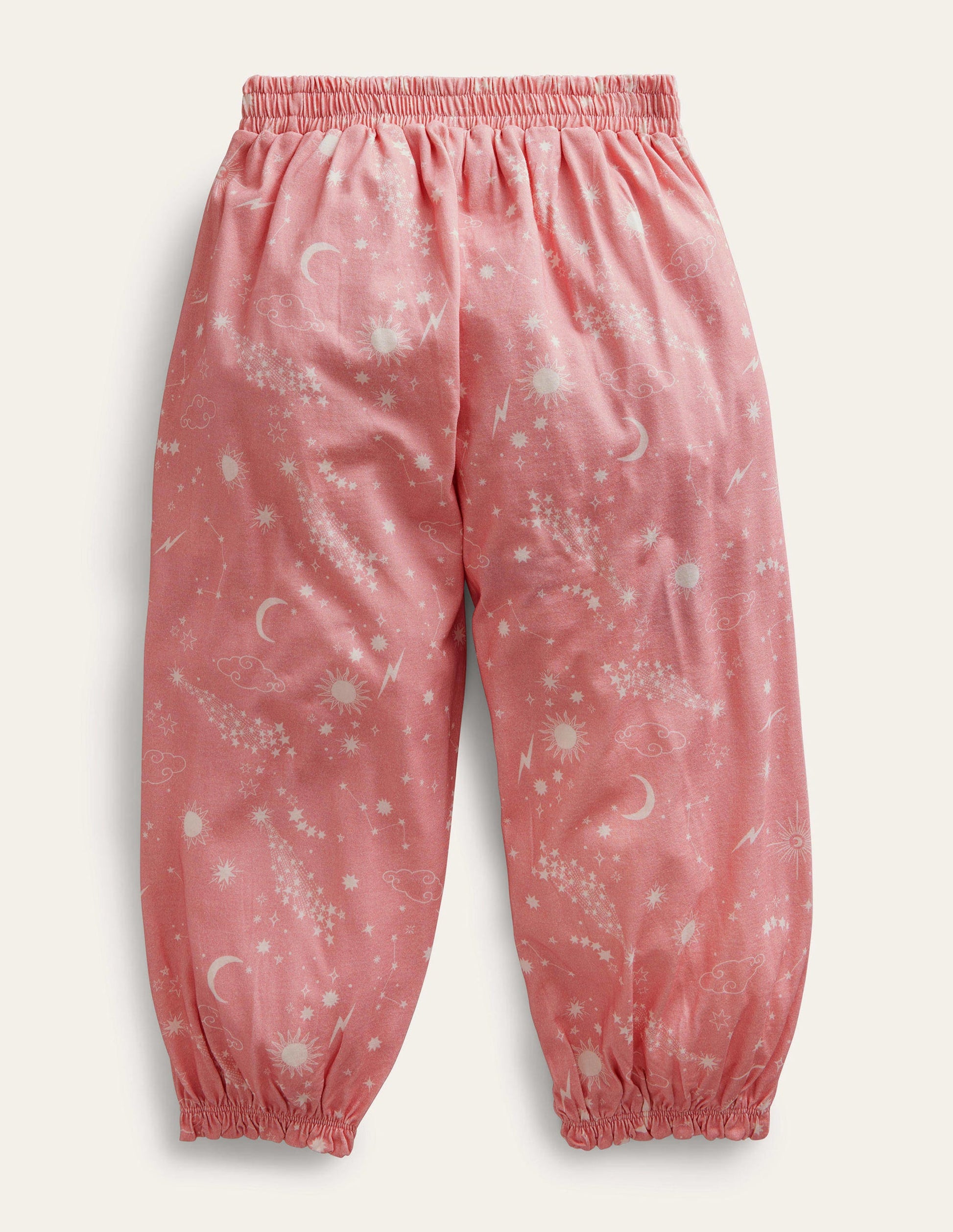 Jersey Harem Pants-Peach Punch Pink Stars-2
