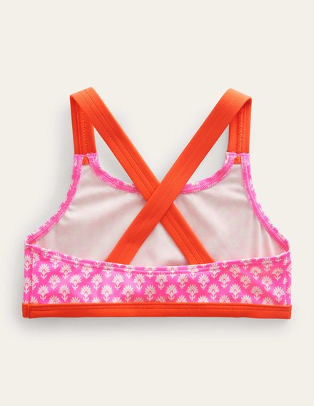 Cross Back Bikini Top-Firework Woodblock