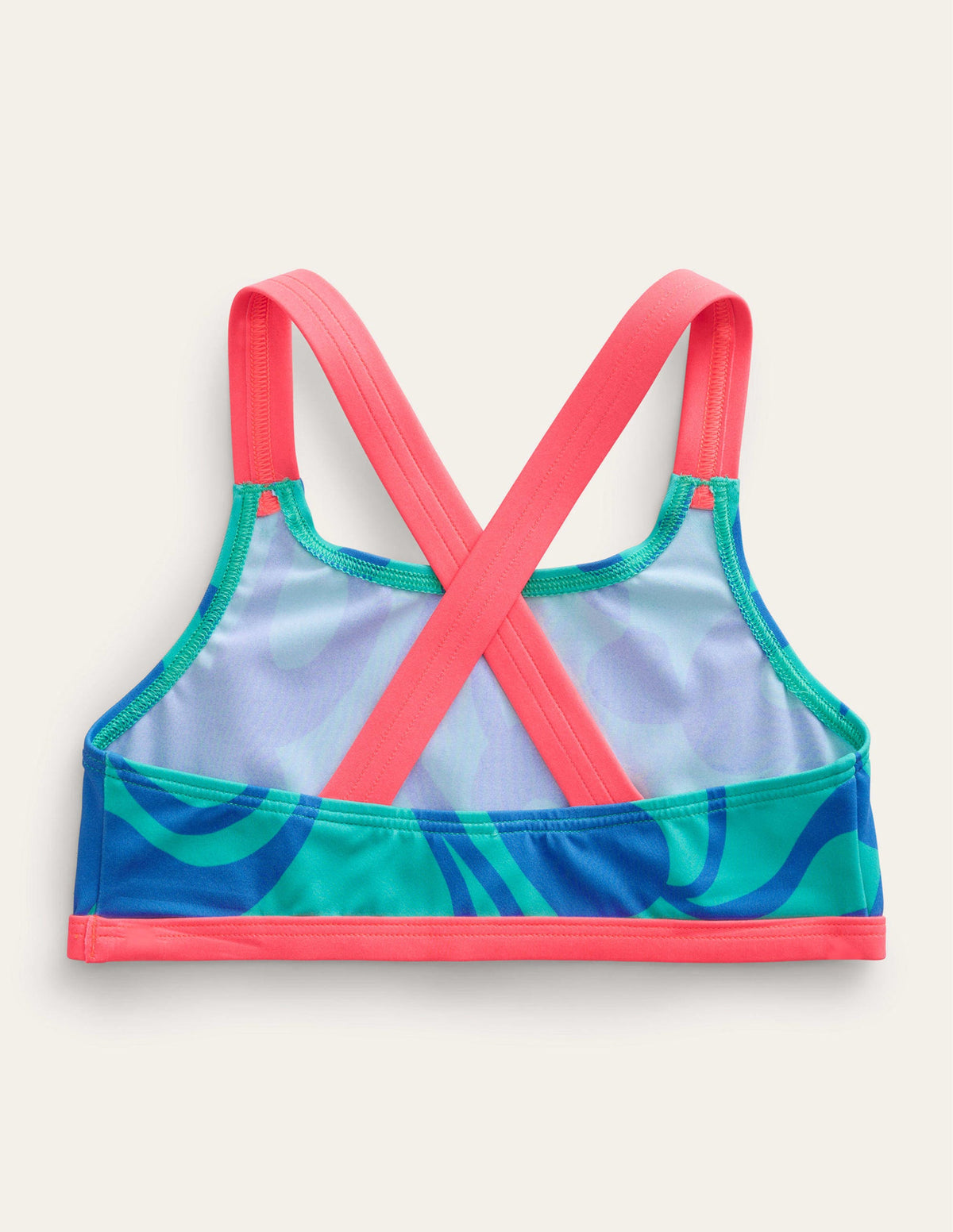 Cross Back Bikini Top-Tropical Green Summer Stencil - Image 2