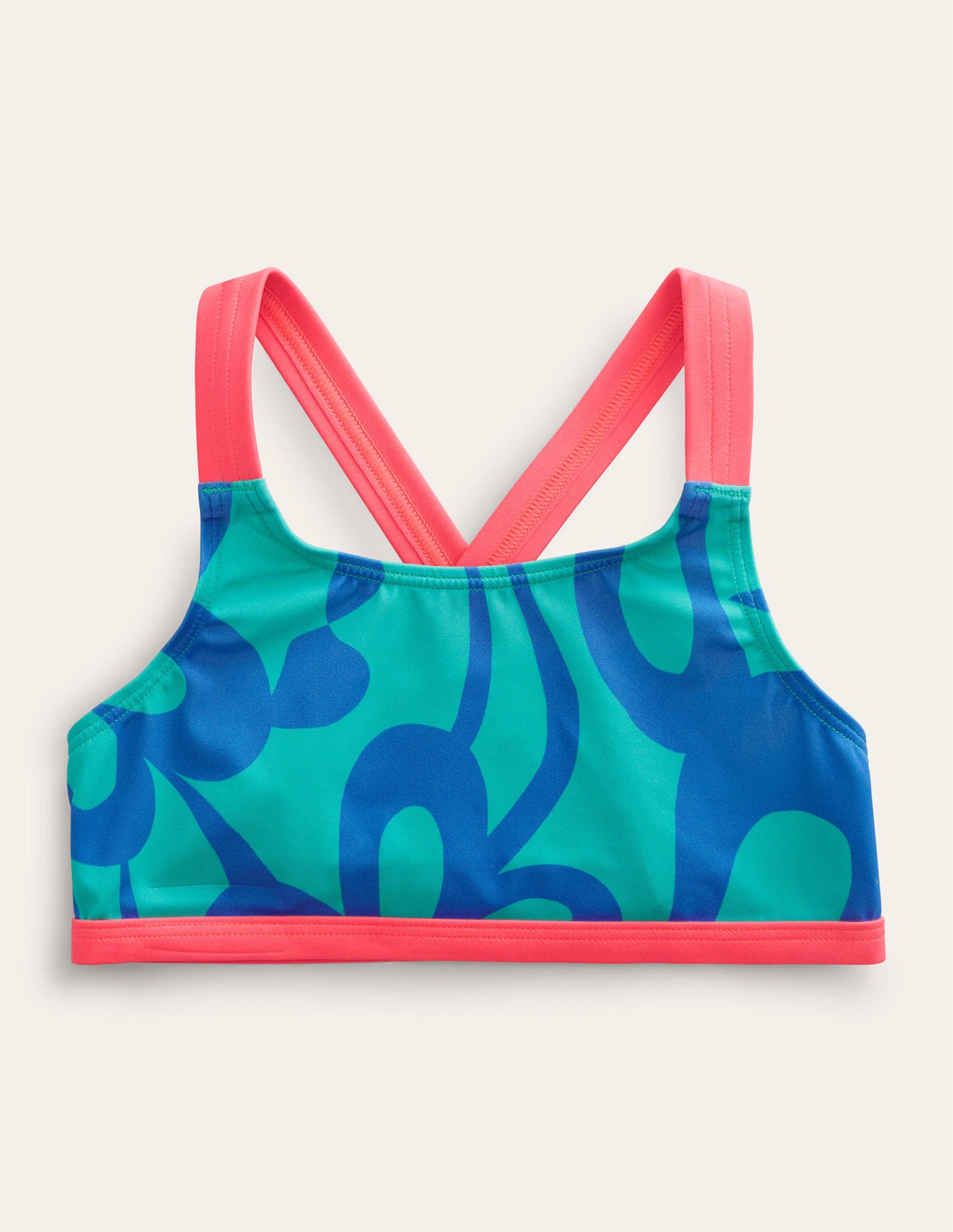 Cross Back Bikini Top-Tropical Green Summer Stencil - Image 1