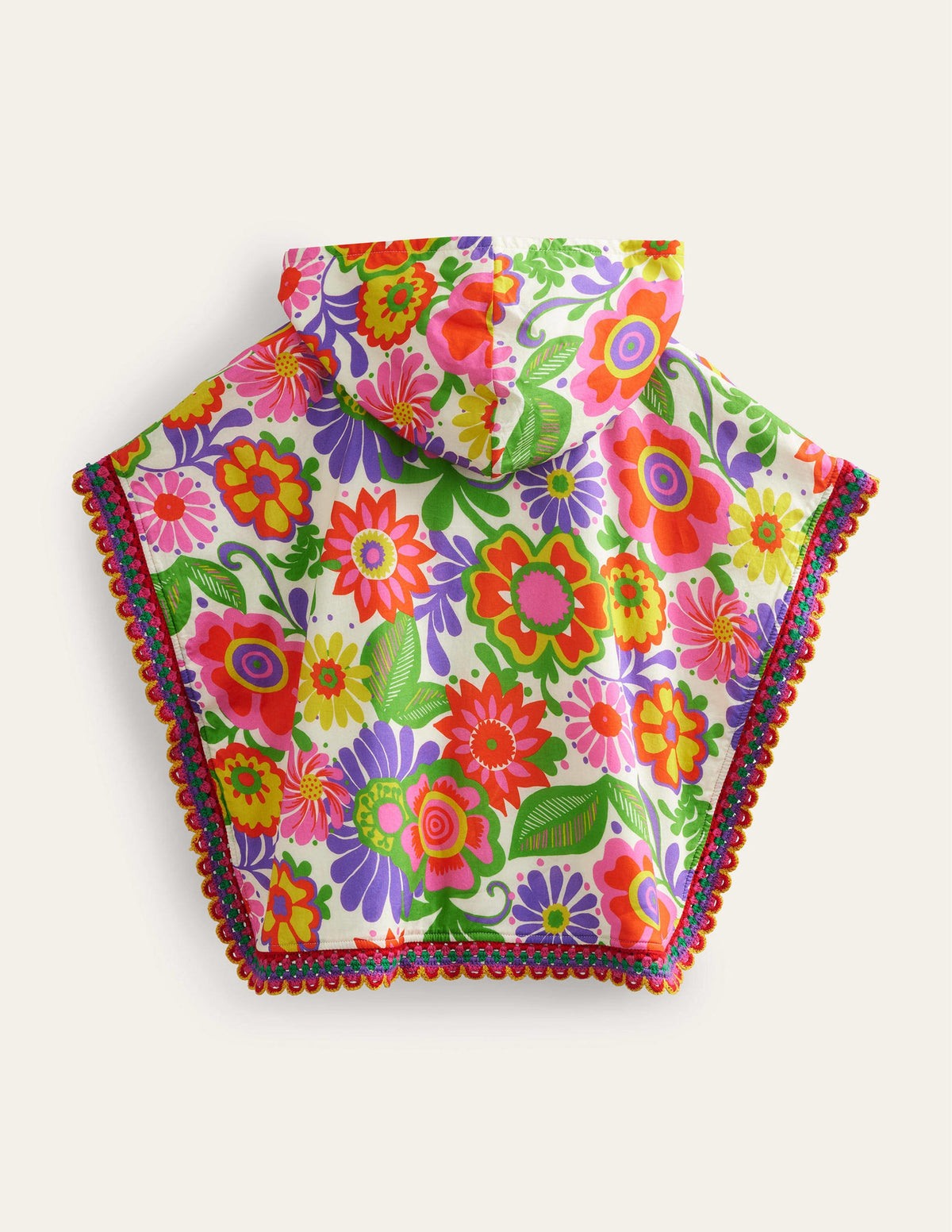 Towelling Poncho Hoodie-Multi Festival Floral - Image 2