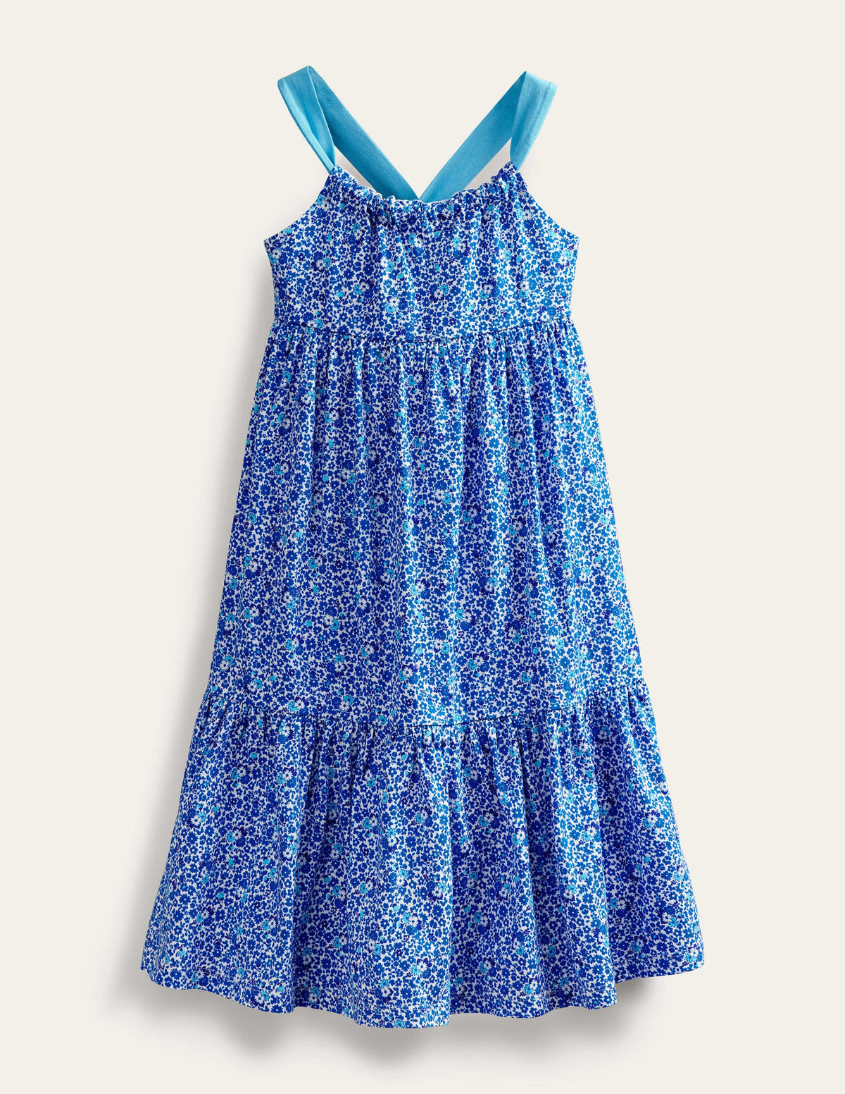 Tiered Jersey Maxi Dress-Cabana Blue Floral-1
