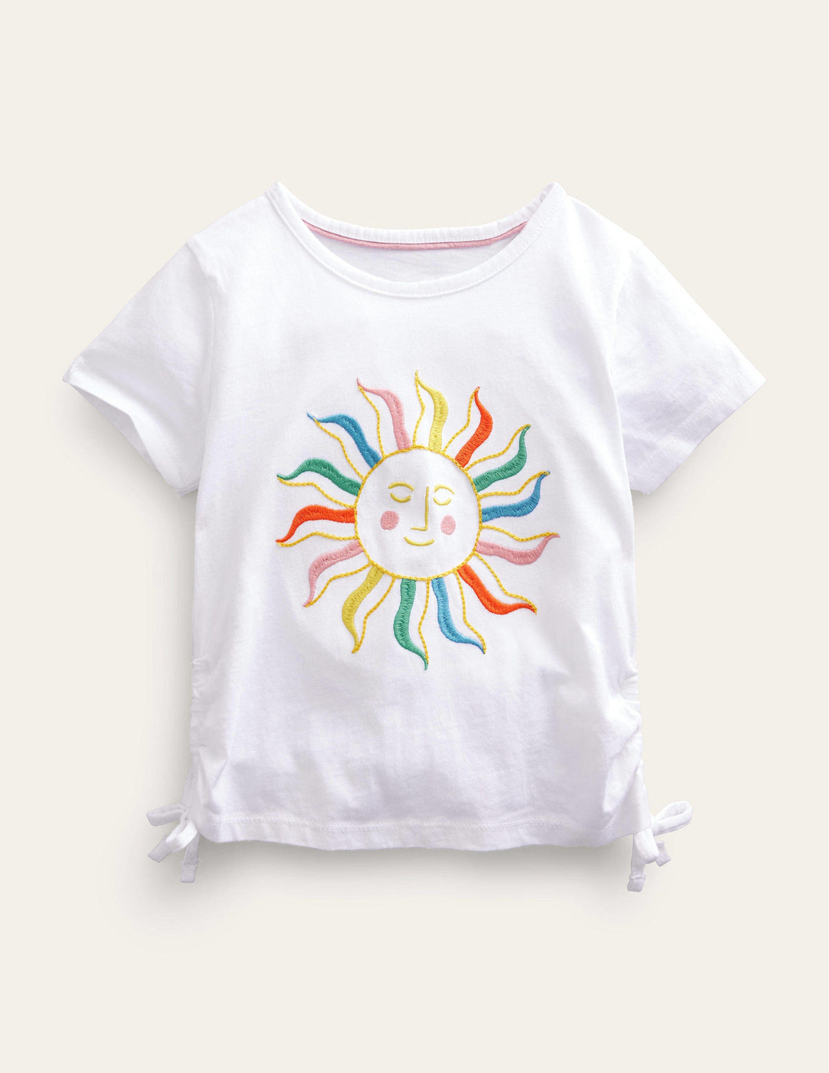 Ruched T-shirt-Sunshine White-1
