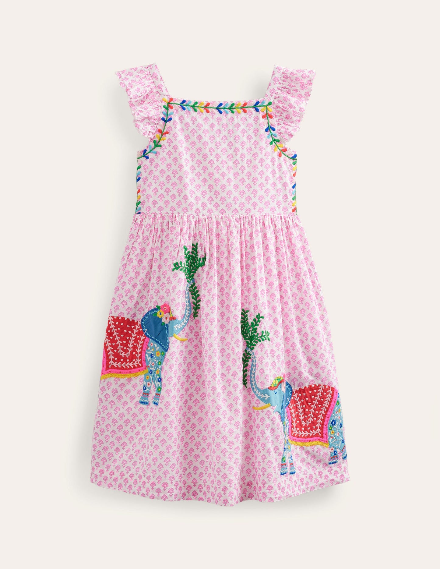 Appliqué Woven Dress-Plum Blossom Woodblock