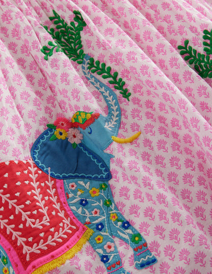 Appliqué Woven Dress-Plum Blossom Woodblock-3