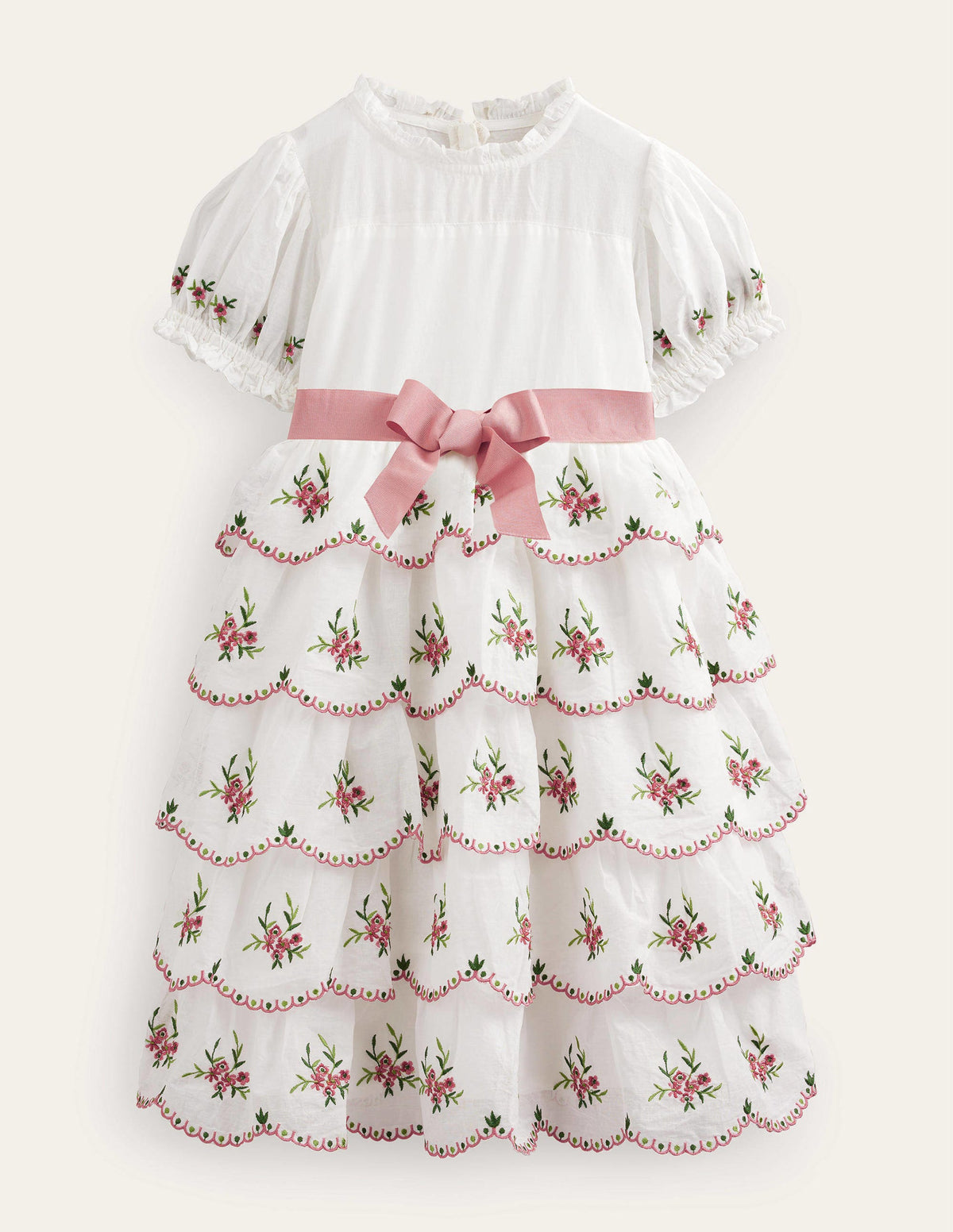 Embroidered Occasion Dress-Ivory - Image 1