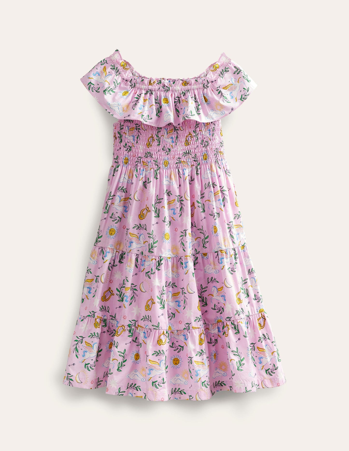 Shirred Woven Midi Dress-Winsome Orchid Greek Toile