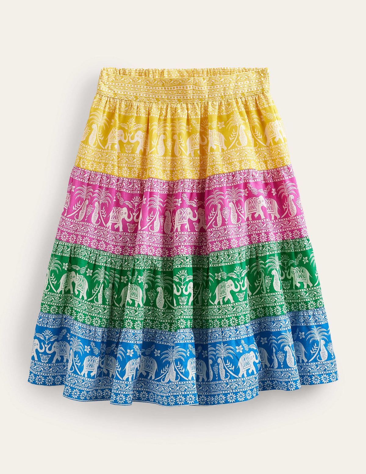 Colourblock Woven Midi Skirt-Multi Goa Animals-1