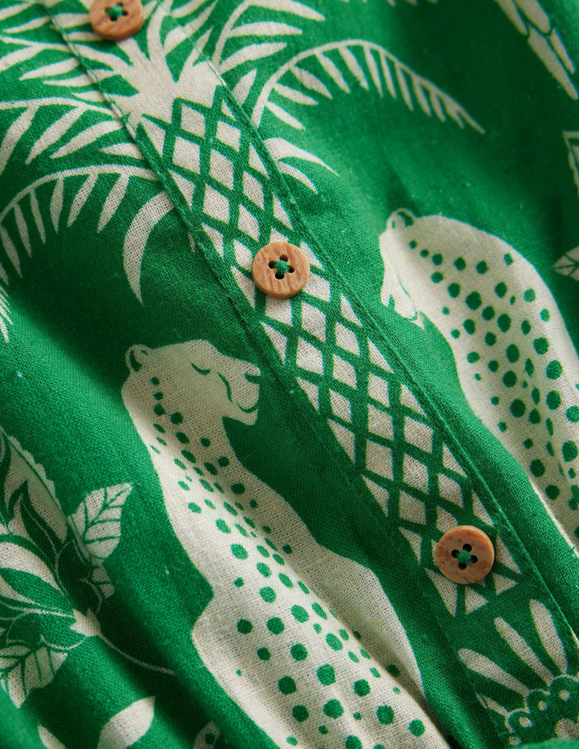 Linen-Cotton Ruffle Romper-Rich Emerald Goa-3