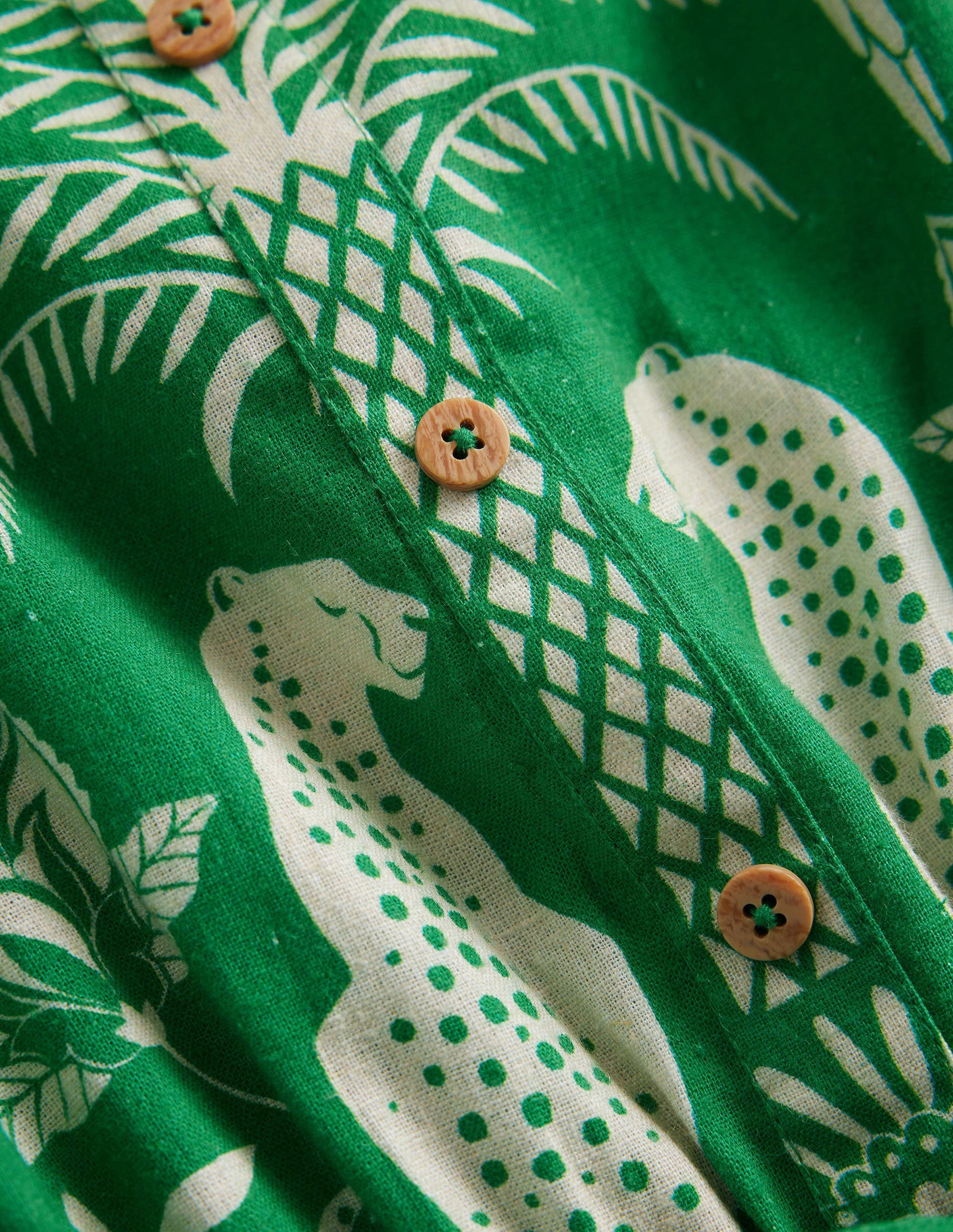 Linen-Cotton Ruffle Romper-Rich Emerald Goa - Image 3