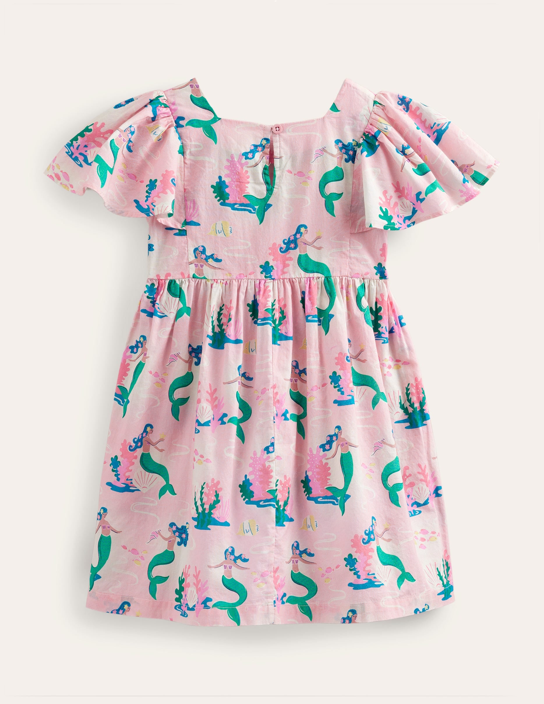 Flutter-Sleeve Printed Dress-Pink Magical Mermaid Ombre - Image 2