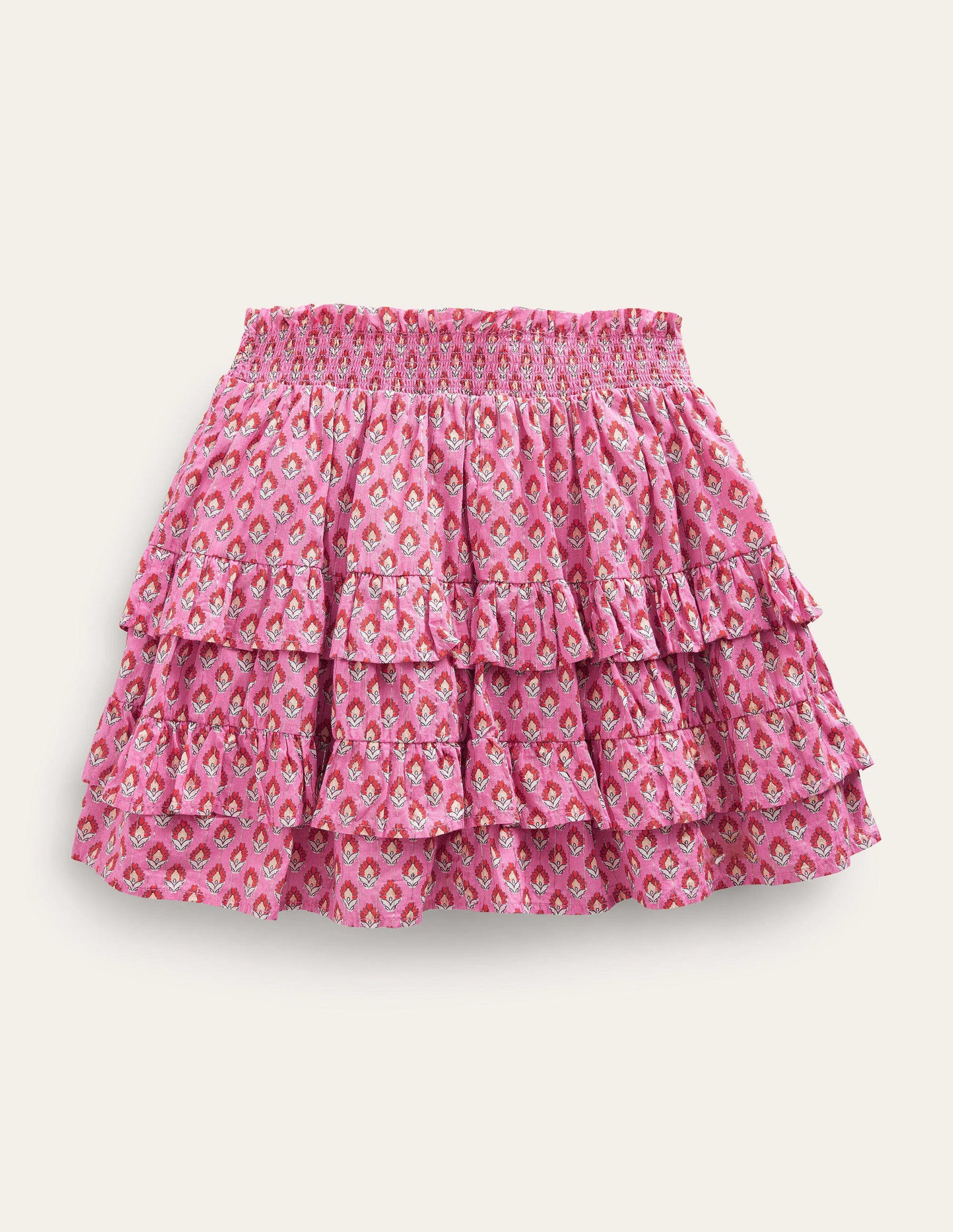 Ruffle Mini Skort-Azalea Woodblock-2