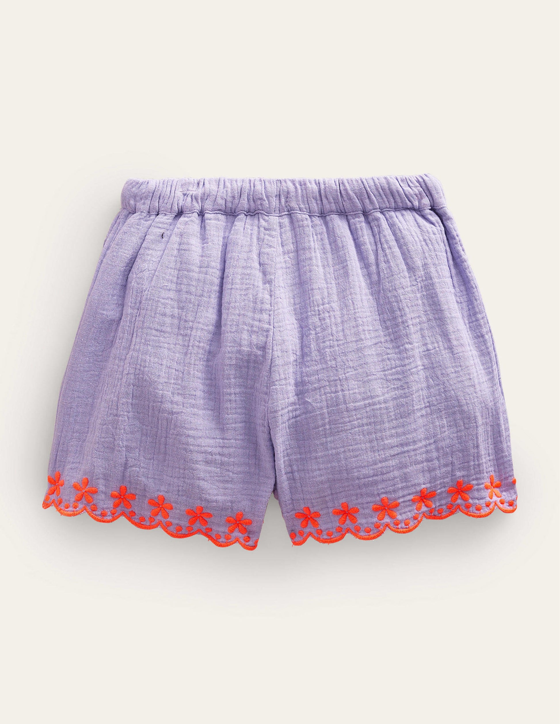 Embroidered Hem Shorts-Pretty Lavender-2