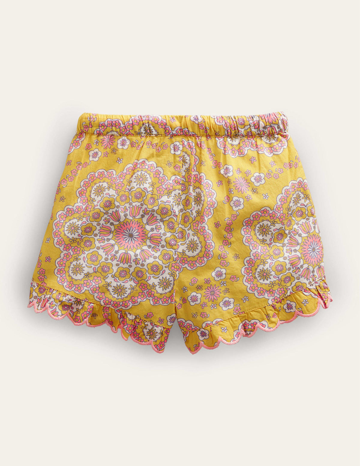 Scalloped-Hem Shorts-Sweetcorn Dizzy Daisy - Image 2