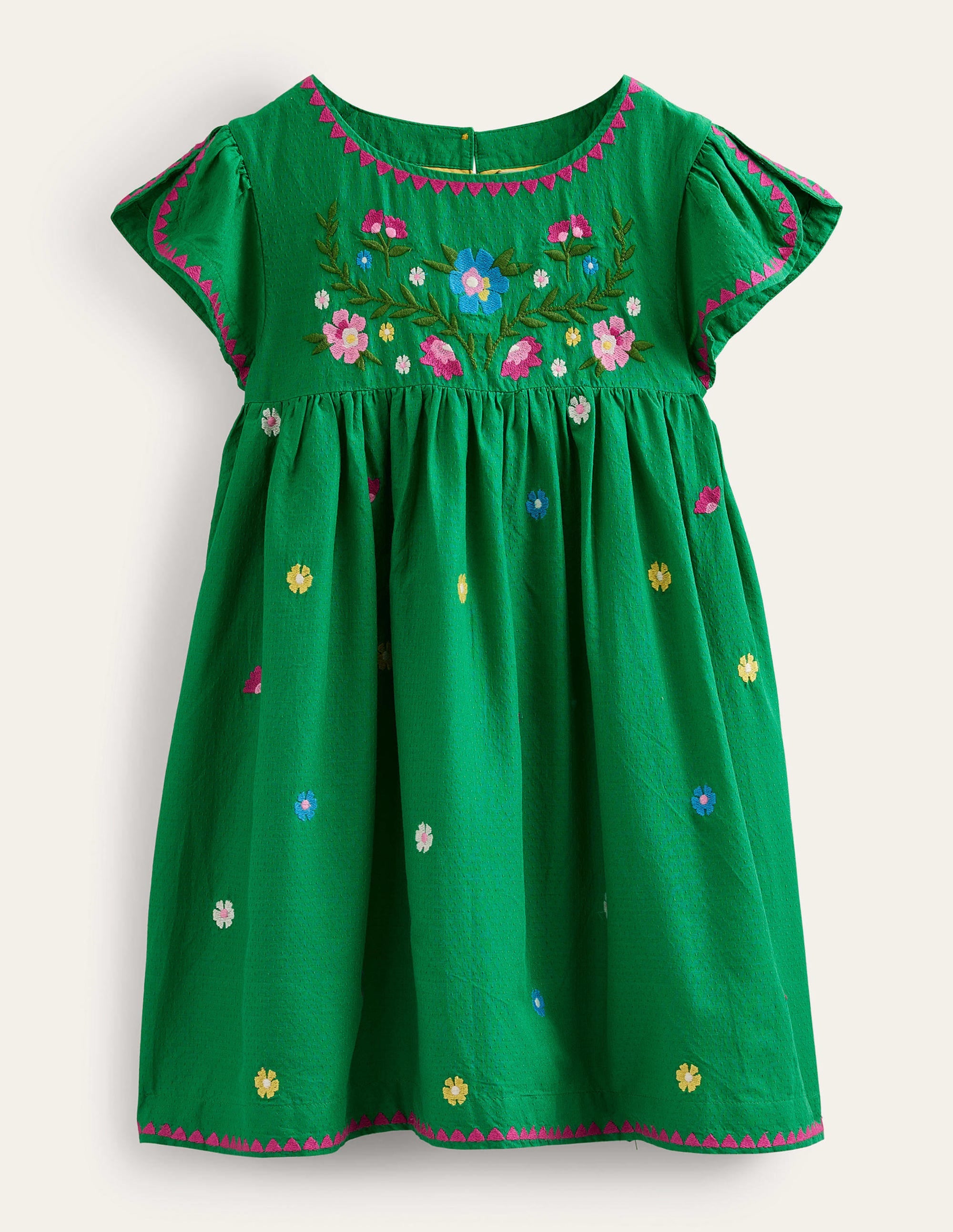 Embroidered Texture Dress-Rich Emerald - Image 1