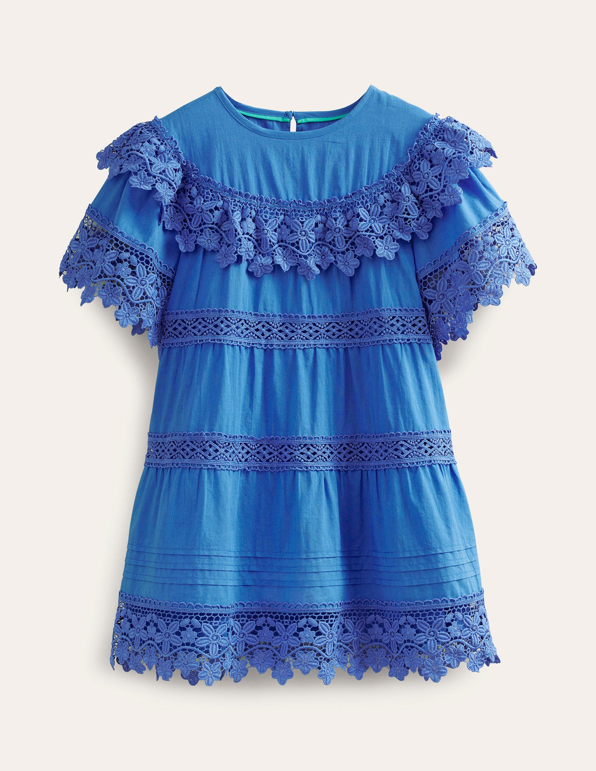 Lace Tiered Dress-Cabana Blue - Image 1