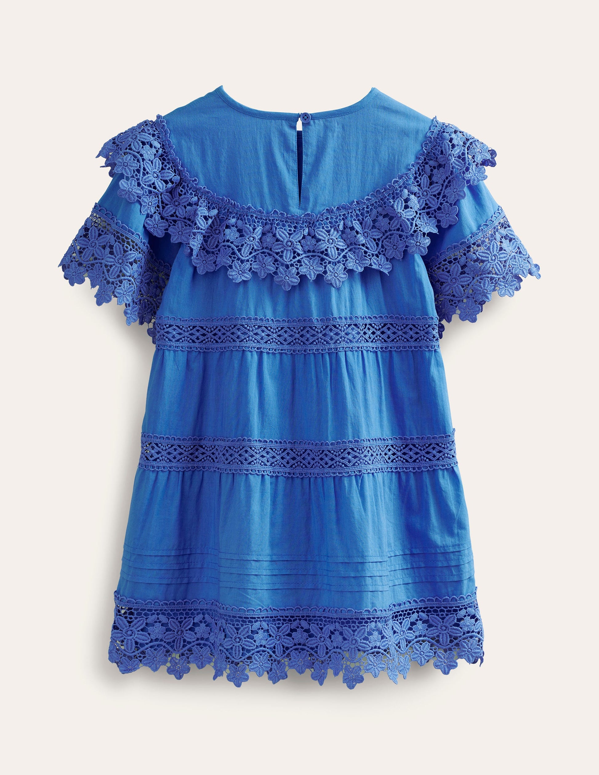 Lace Tiered Dress-Cabana Blue-2