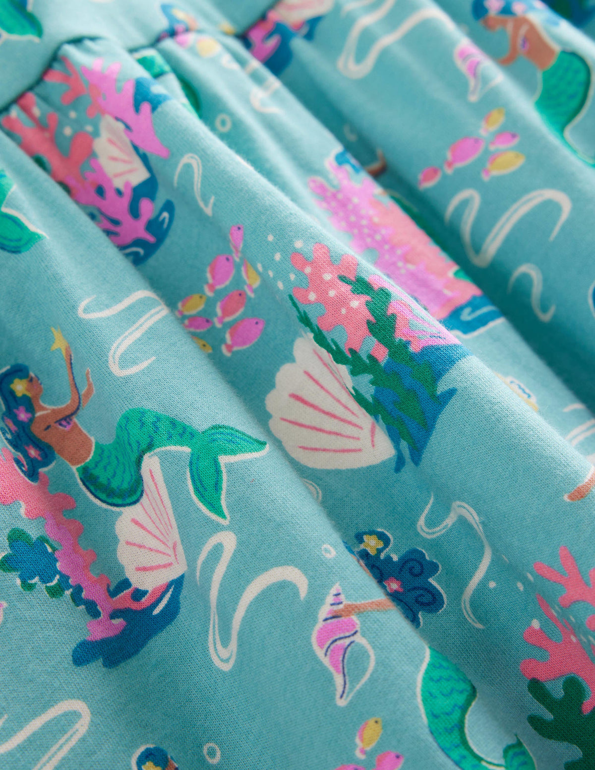 Puff Sleeve Dress-Aqua Sea Blue Mermaids - Image 3