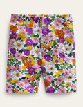Biker Shorts-Radiant Orchid Purple Floral