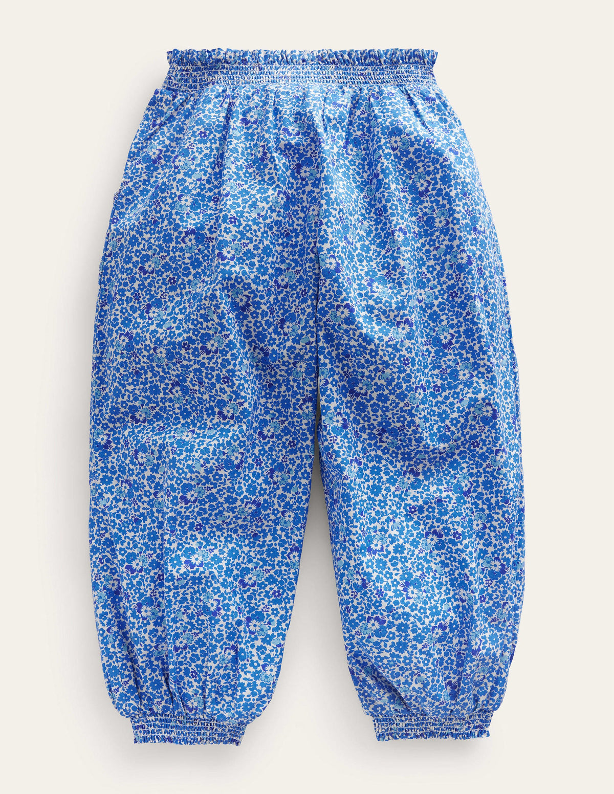 Cuffed Holiday Pants-Blue and Aqua Ditsy Floral-2