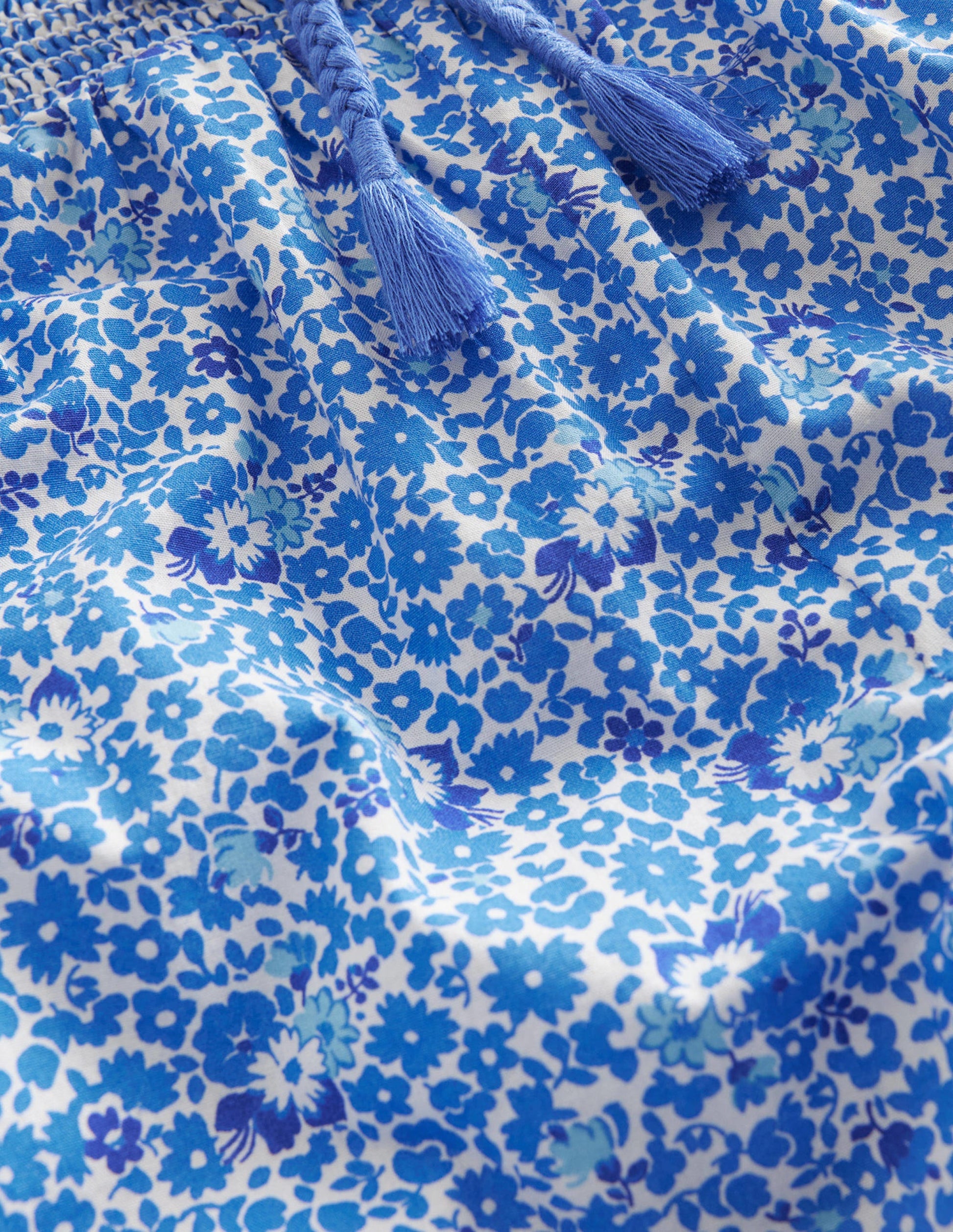 Cuffed Holiday Pants-Blue and Aqua Ditsy Floral-3