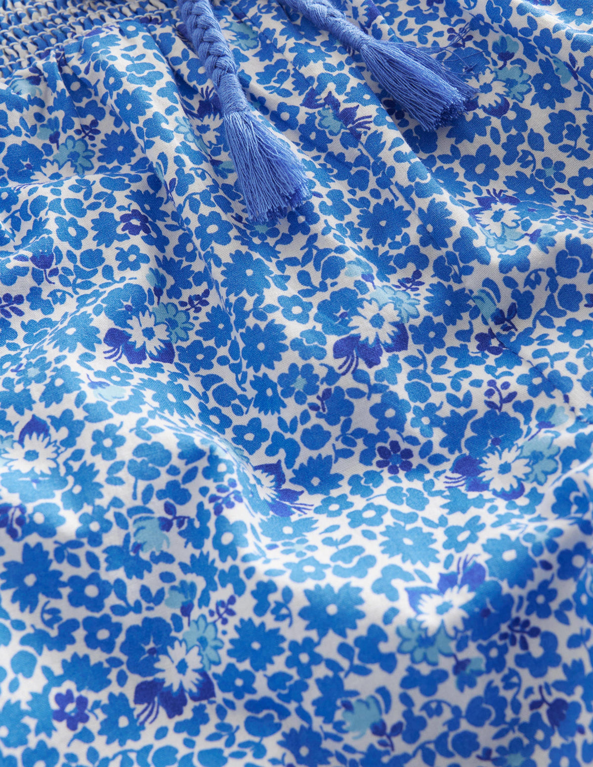 Cuffed Holiday Pants-Blue and Aqua Ditsy Floral - Image 3