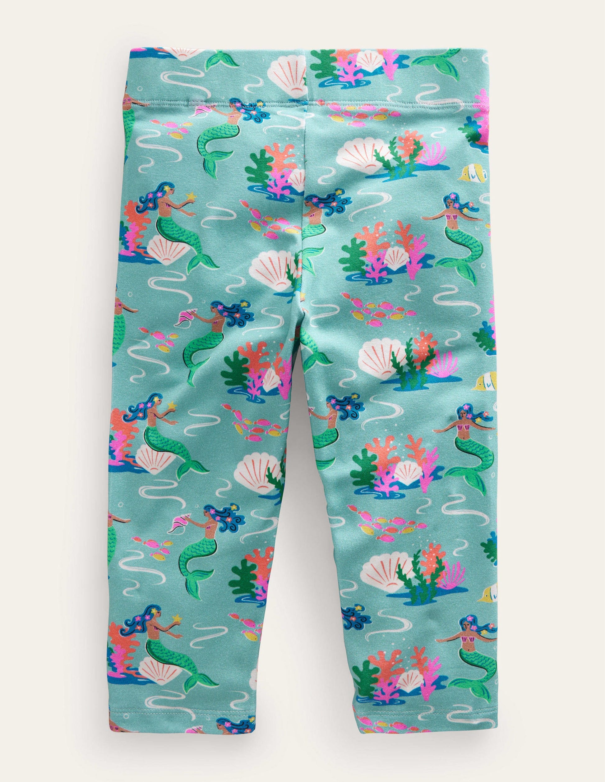 Fun Cropped Leggings-Aqua Sea Mermaids-2