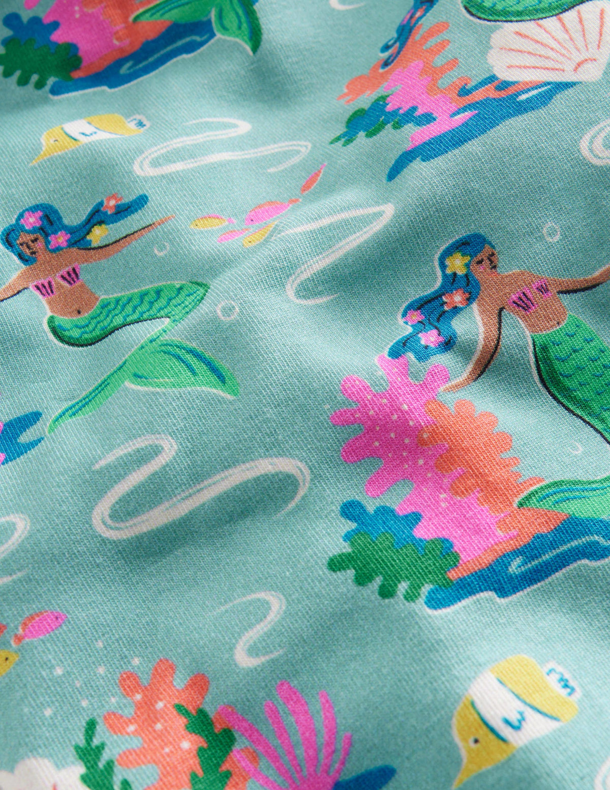Fun Cropped Leggings-Aqua Sea Mermaids - Image 3