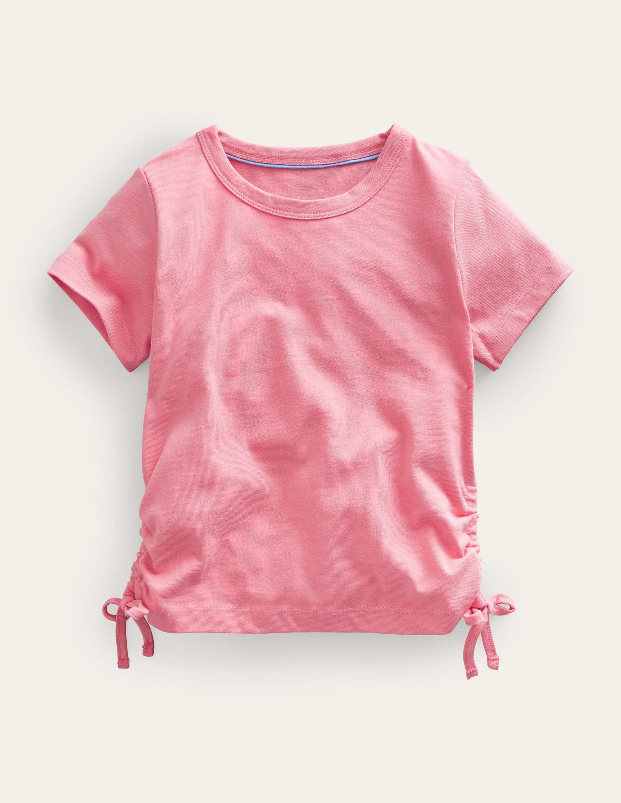 Ruched Side Tee-Peach Punch Pink - Image 1