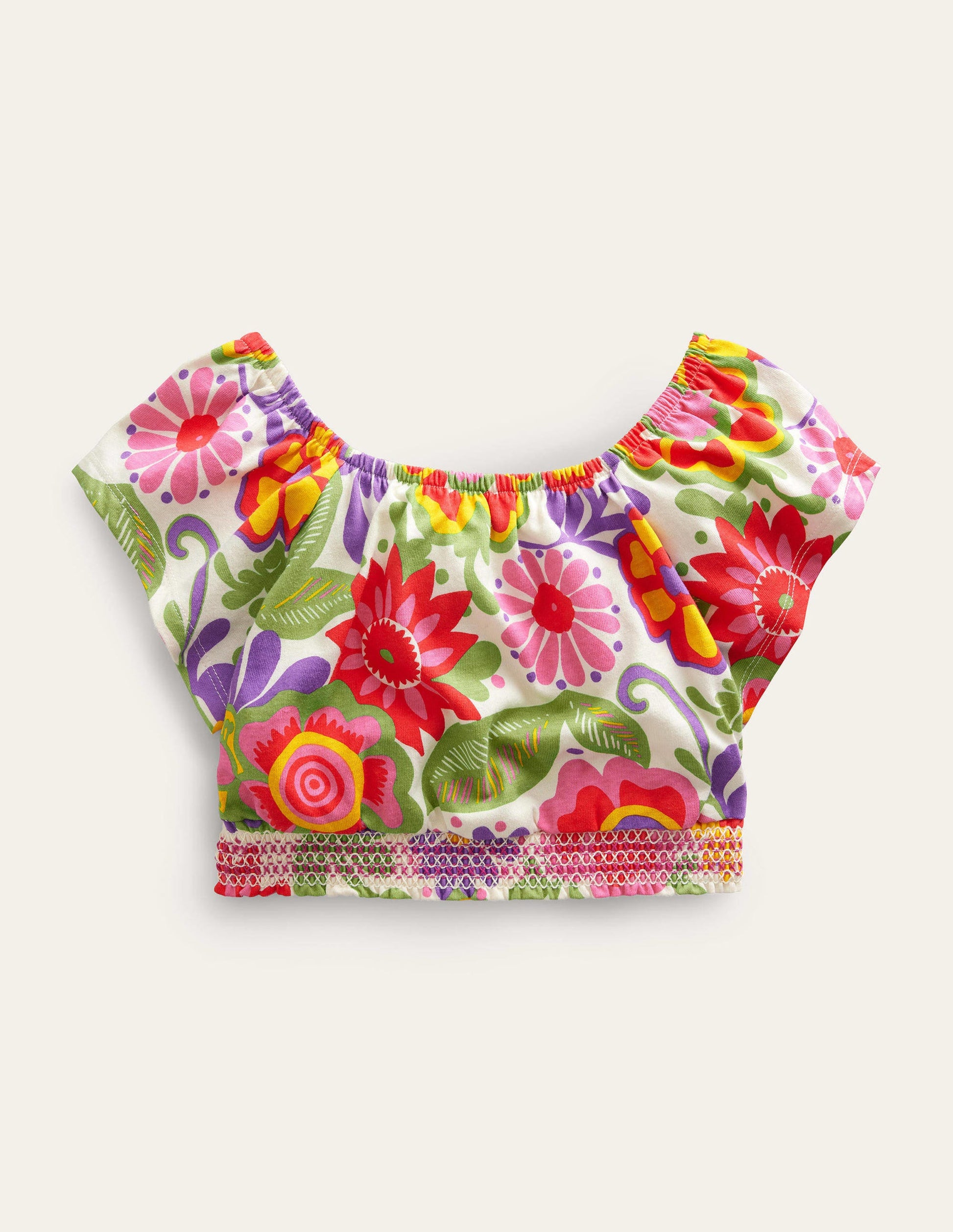 Square Neck Crop Top-Multi Festival Floral-1