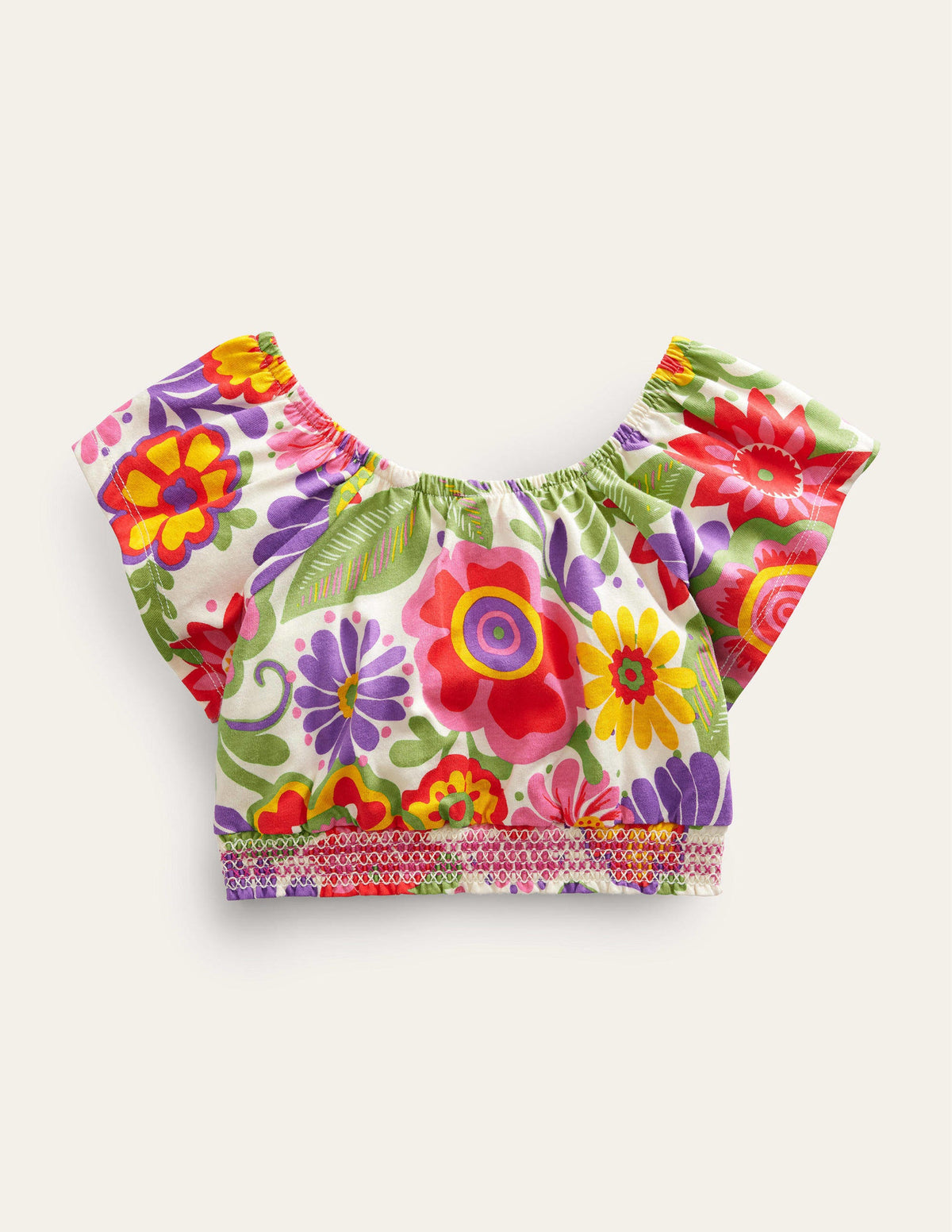 Square Neck Crop Top-Multi Festival Floral - Image 2