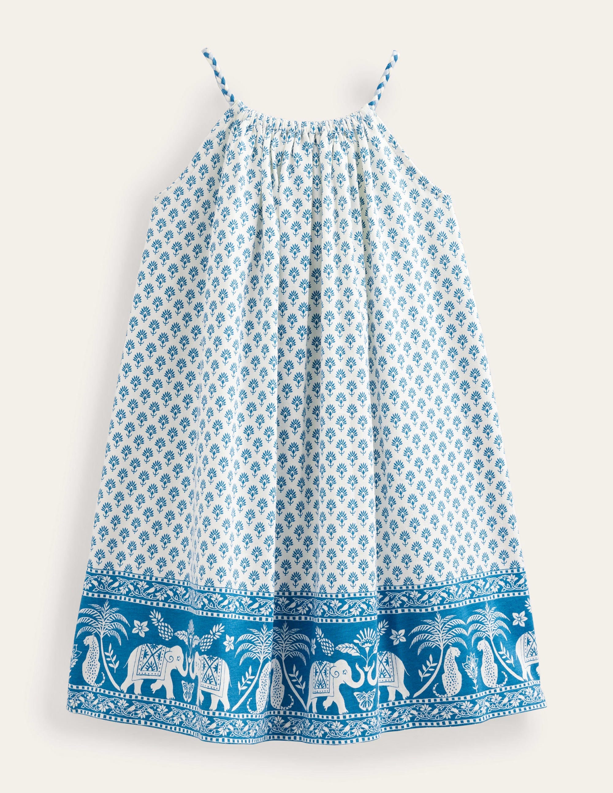 Plaited Jersey Strap Dress-Island Blue Goa Hem - Image 1