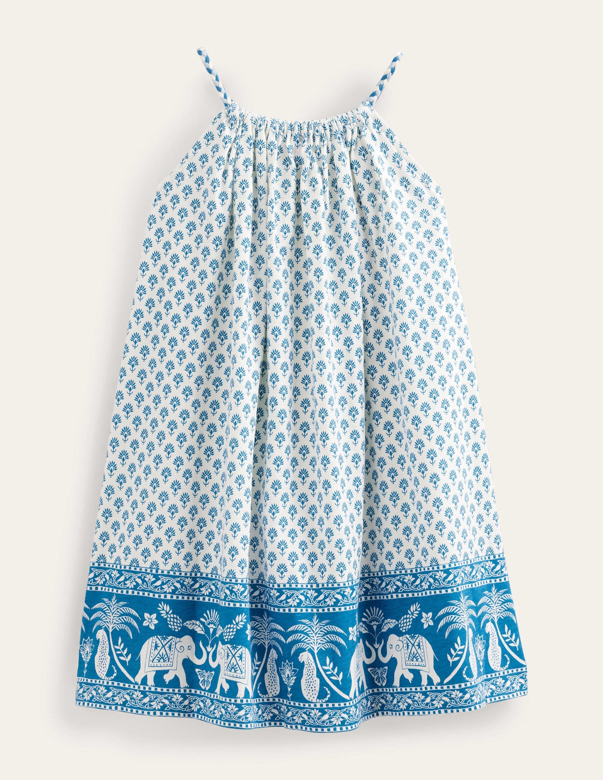 Plaited Jersey Strap Dress-Island Blue Goa Hem-2